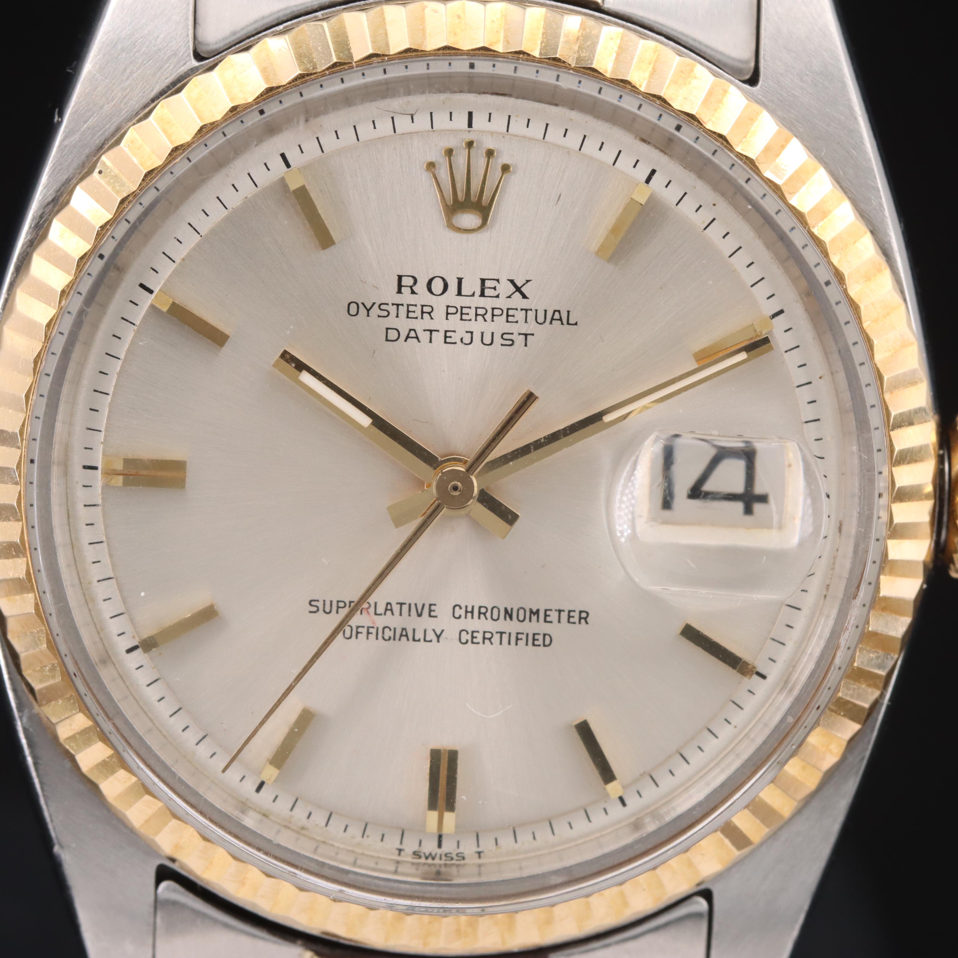 1966 Rolex 14K and Stainless Steel Datejust Watch