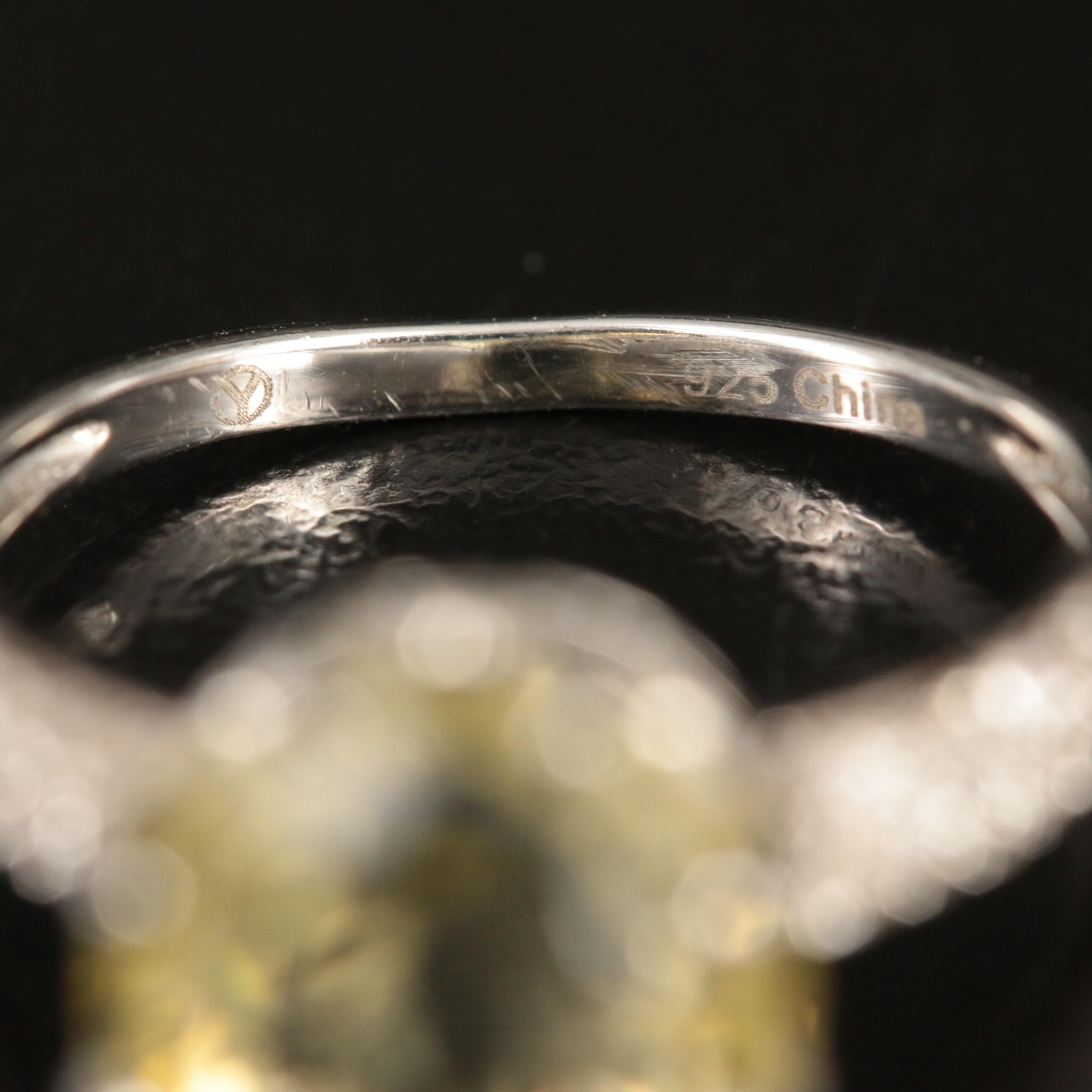 Sterling Citrine and Zircon Ring