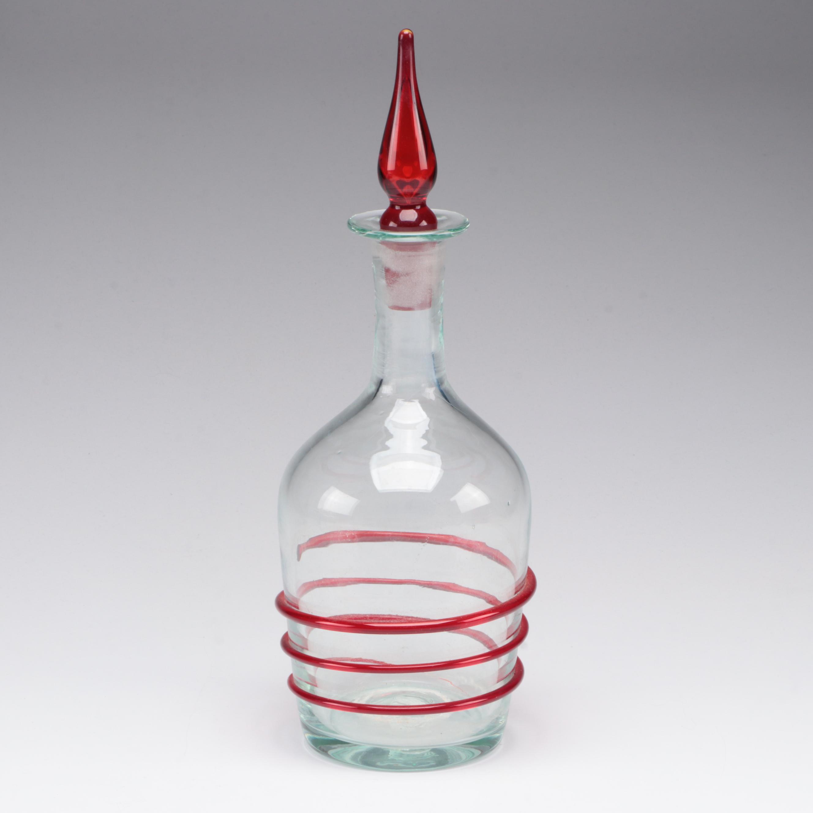 Blown Glass Spiral Decanter