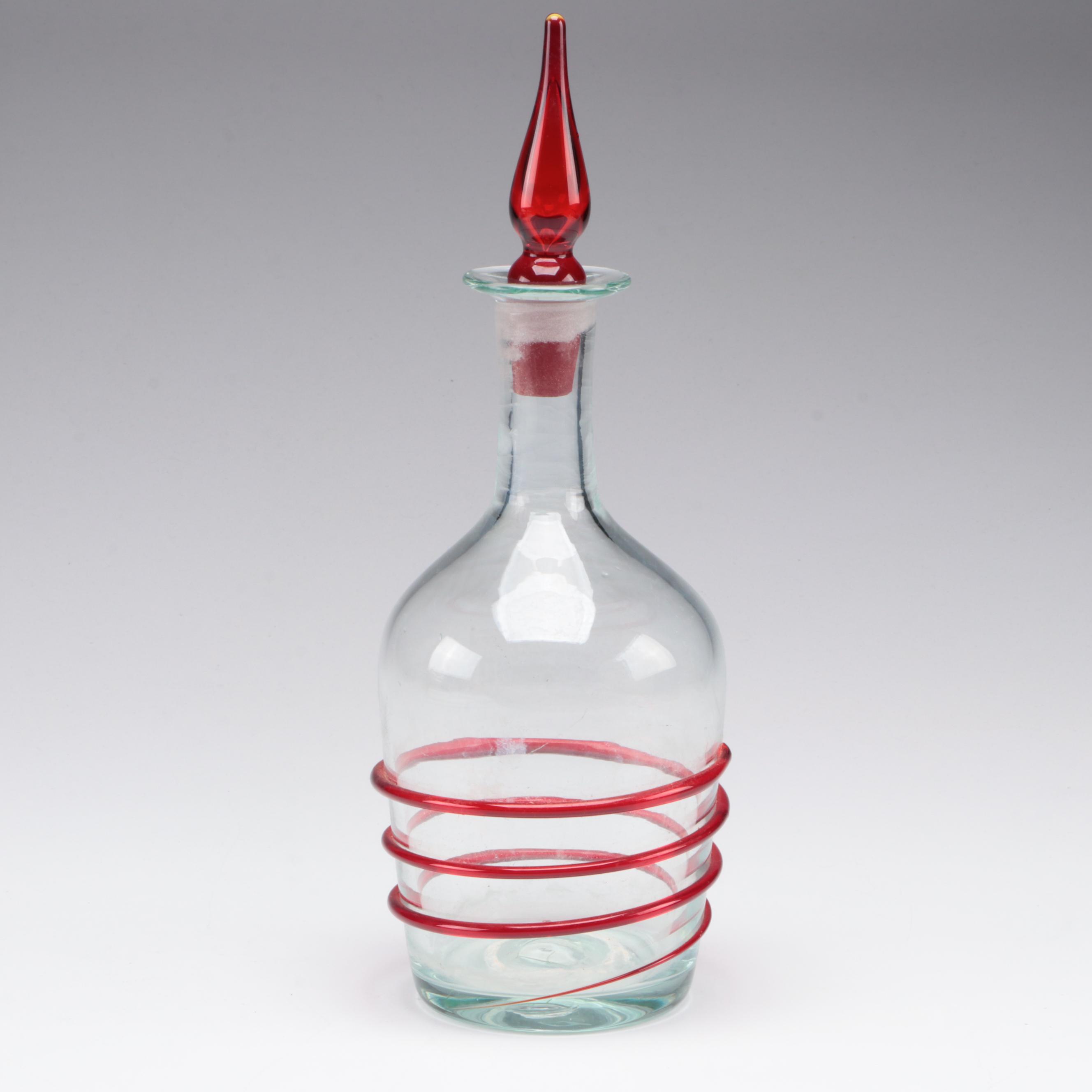 Blown Glass Spiral Decanter