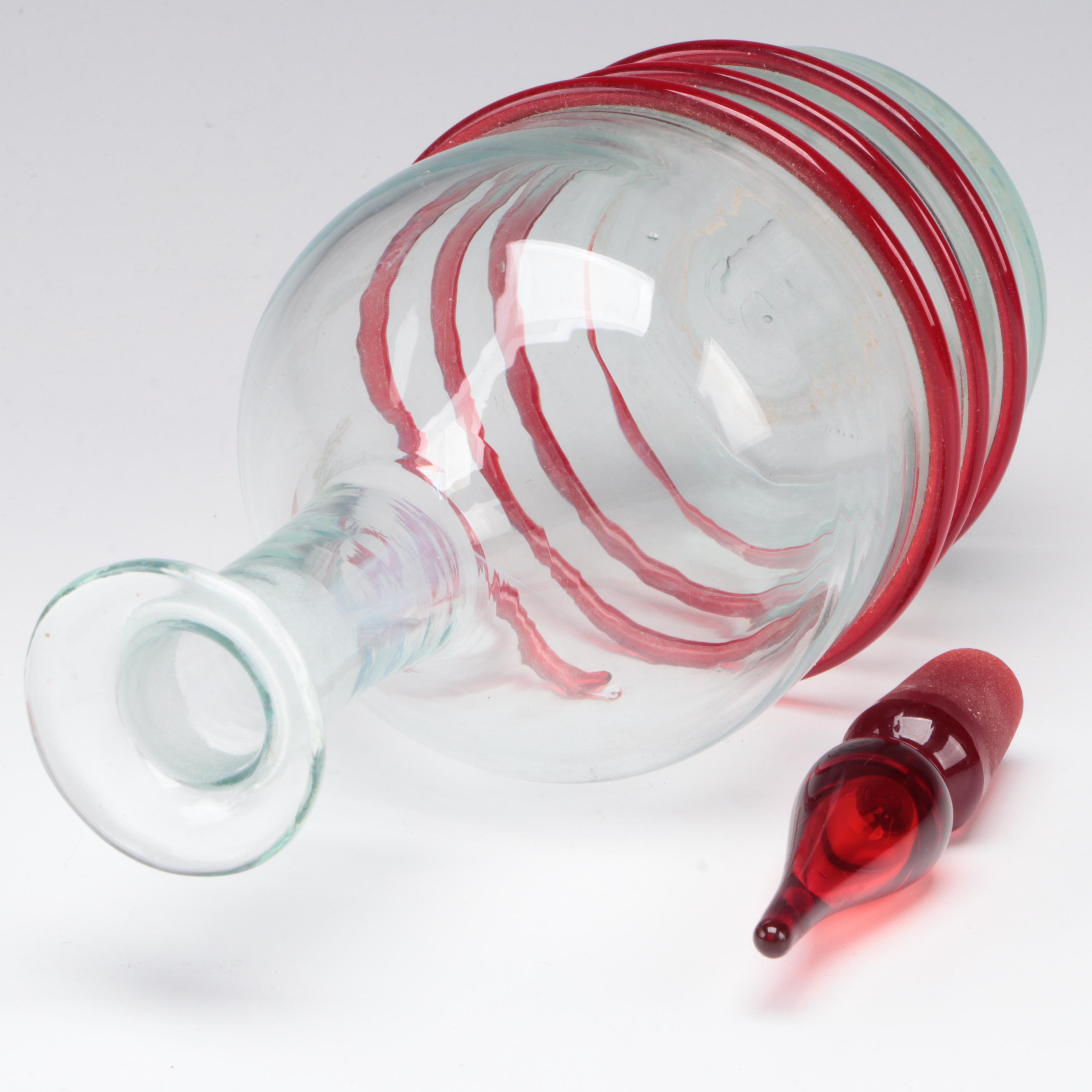 Blown Glass Spiral Decanter