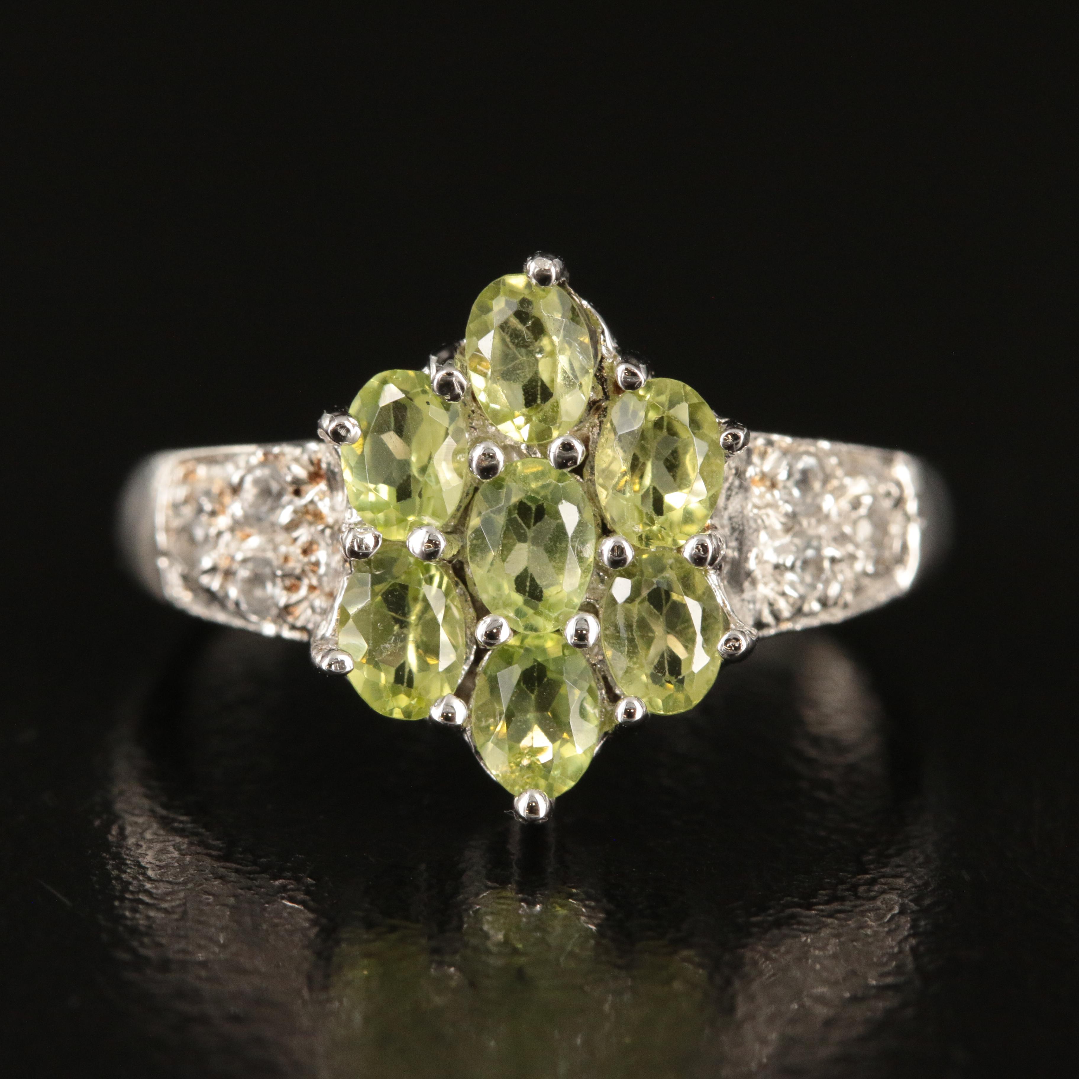 Sterling Peridot and Topaz Ring