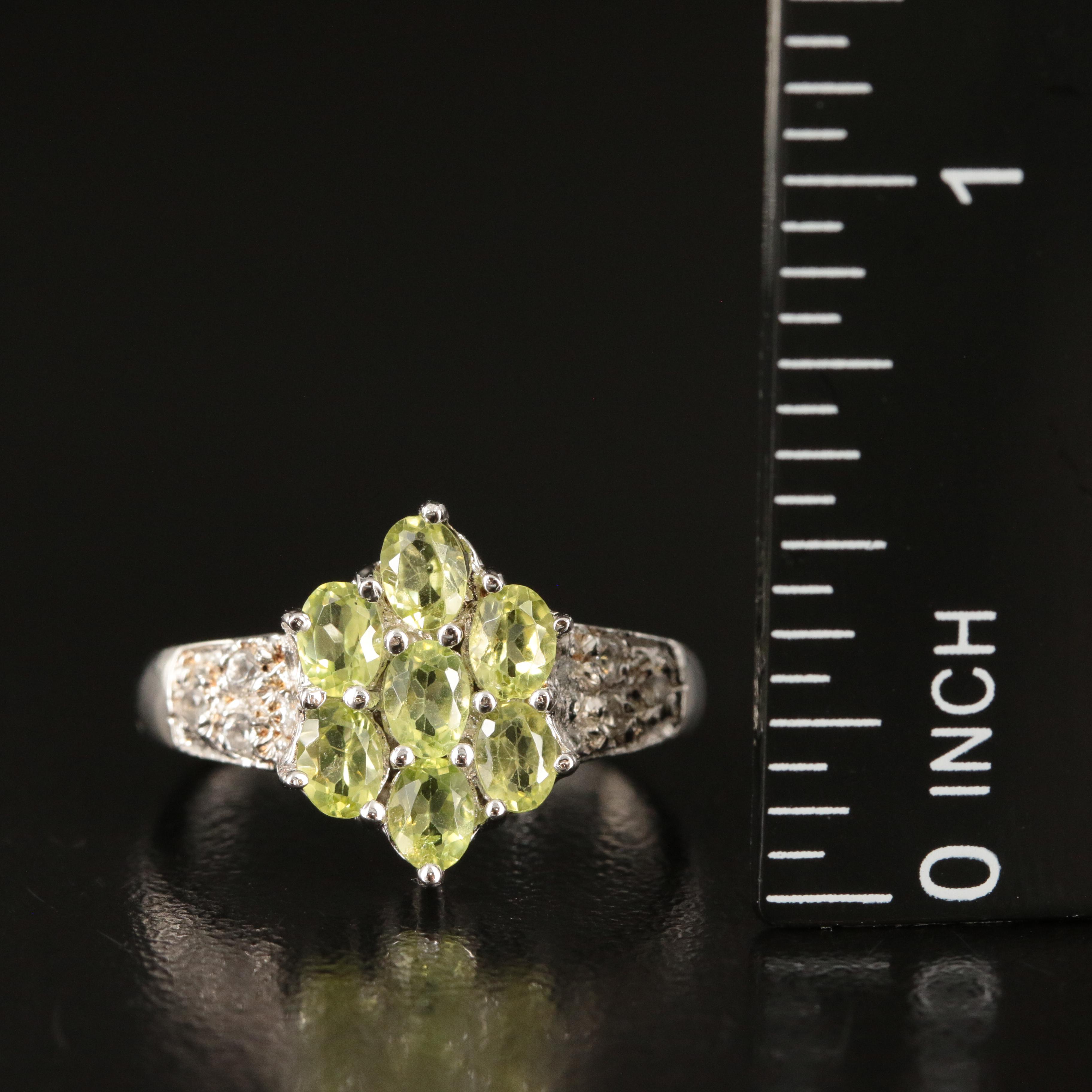 Sterling Peridot and Topaz Ring