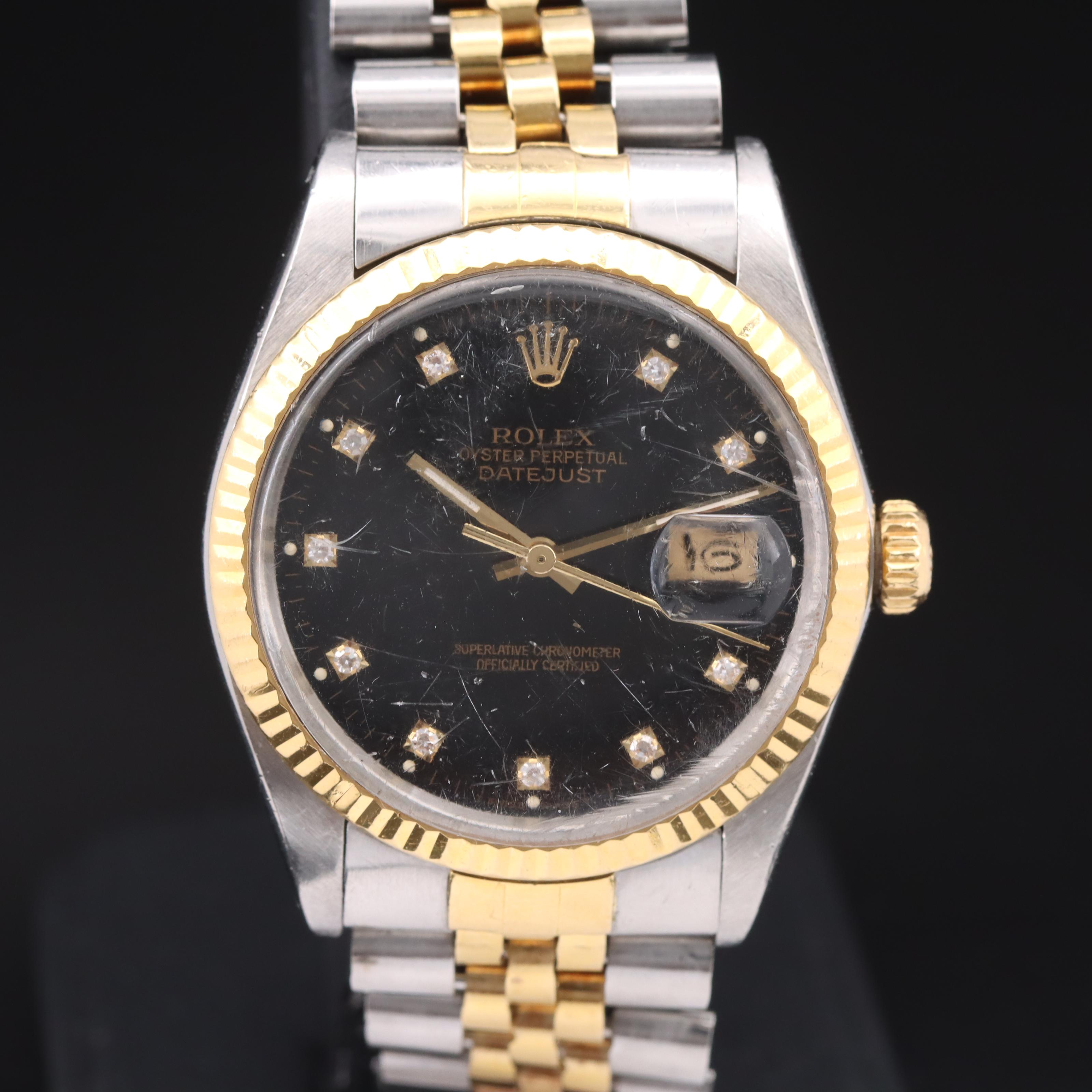 1986 Rolex Oyster Perpetual Factory Diamond Dial Datejust Watch