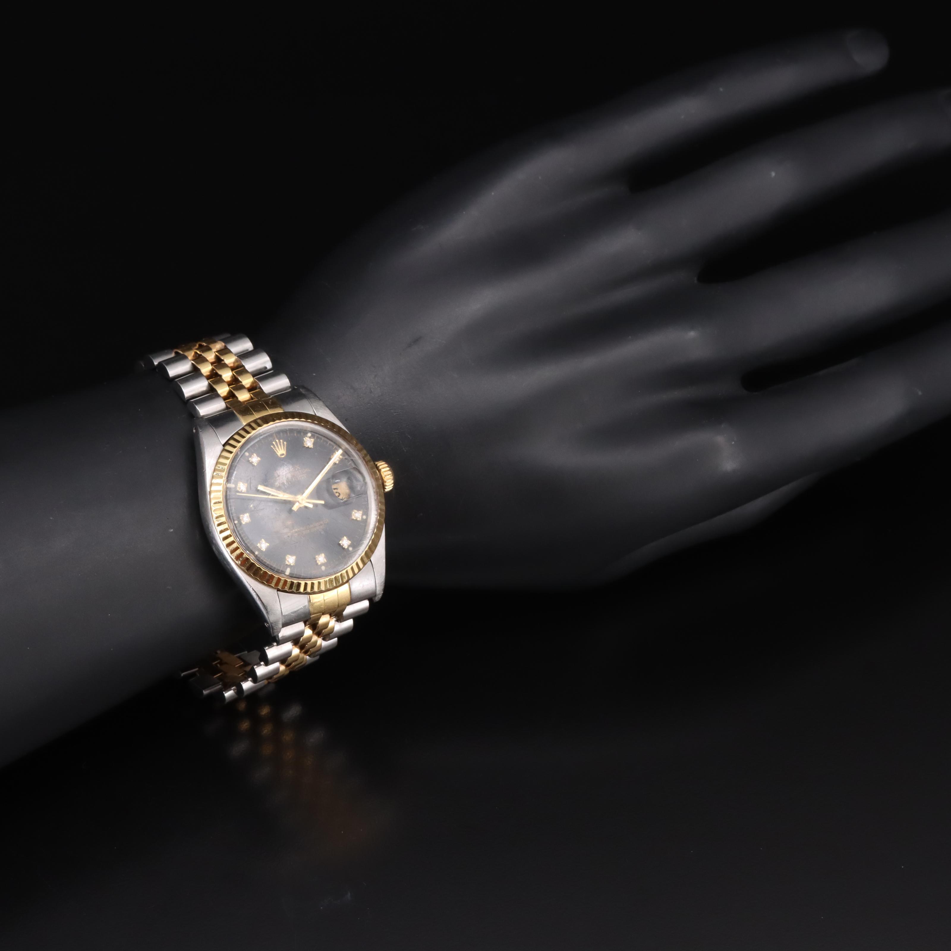 1986 Rolex Oyster Perpetual Factory Diamond Dial Datejust Watch