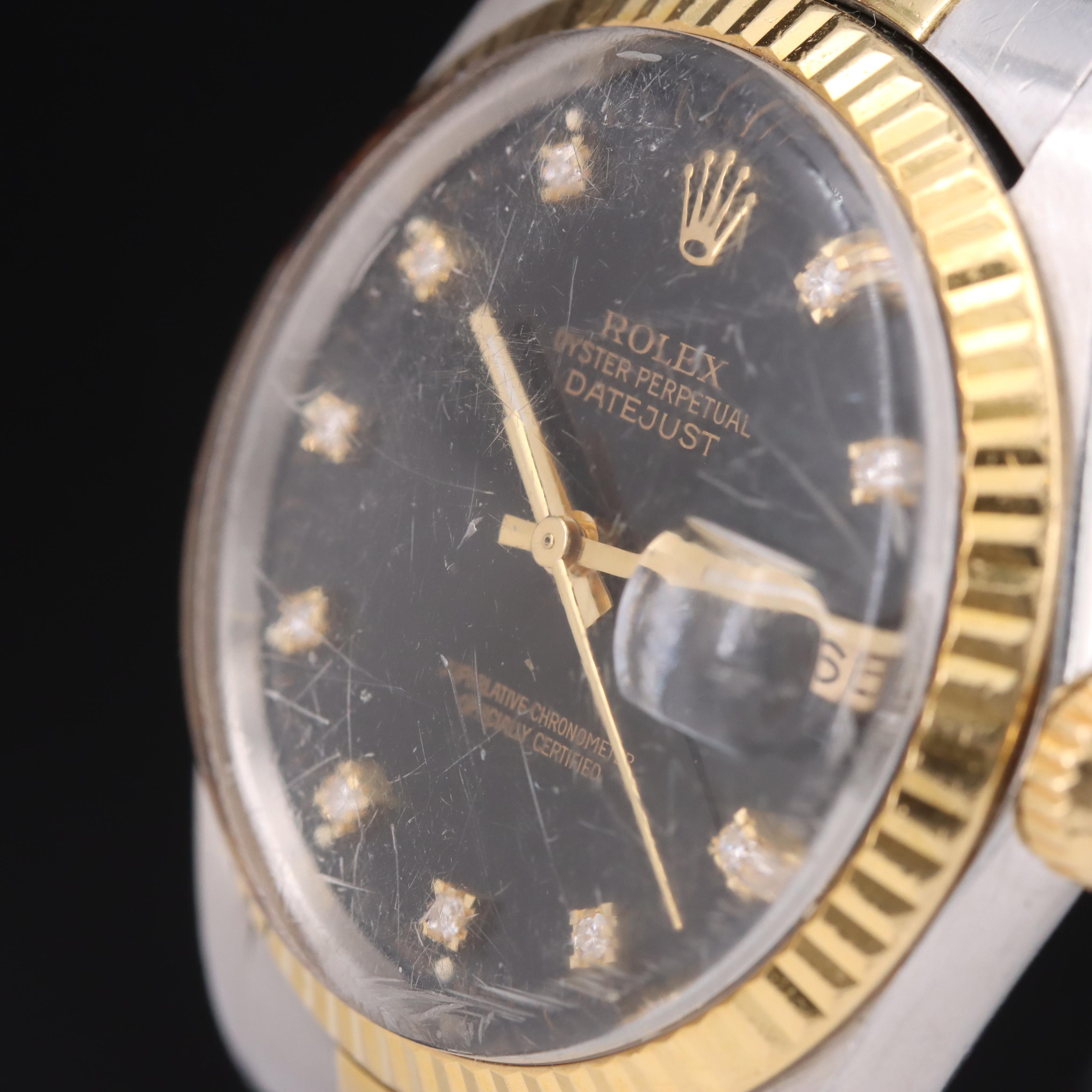 1986 Rolex Oyster Perpetual Factory Diamond Dial Datejust Watch