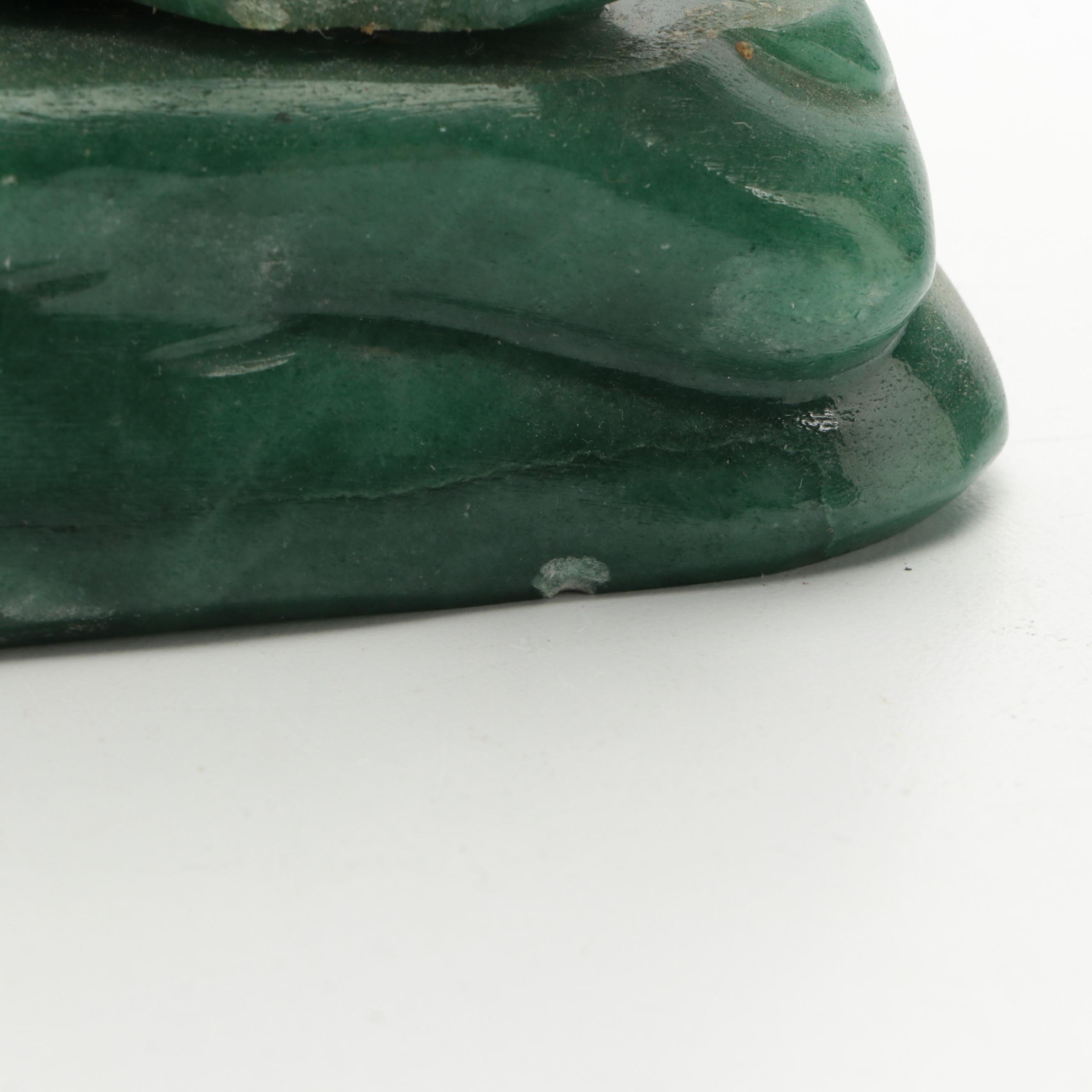 Chinese Carved Adventurine Guanyin with Child