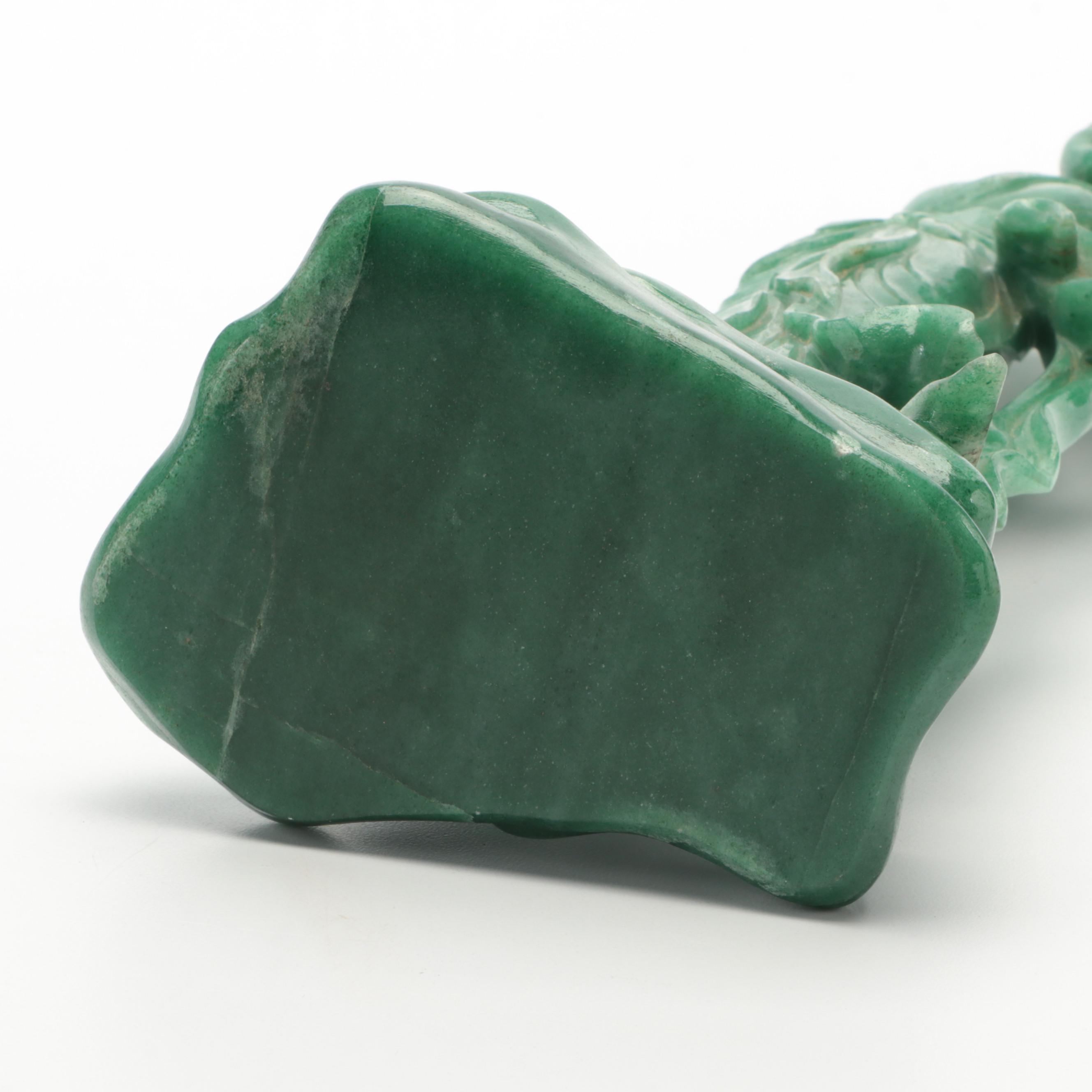 Chinese Carved Adventurine Guanyin with Child