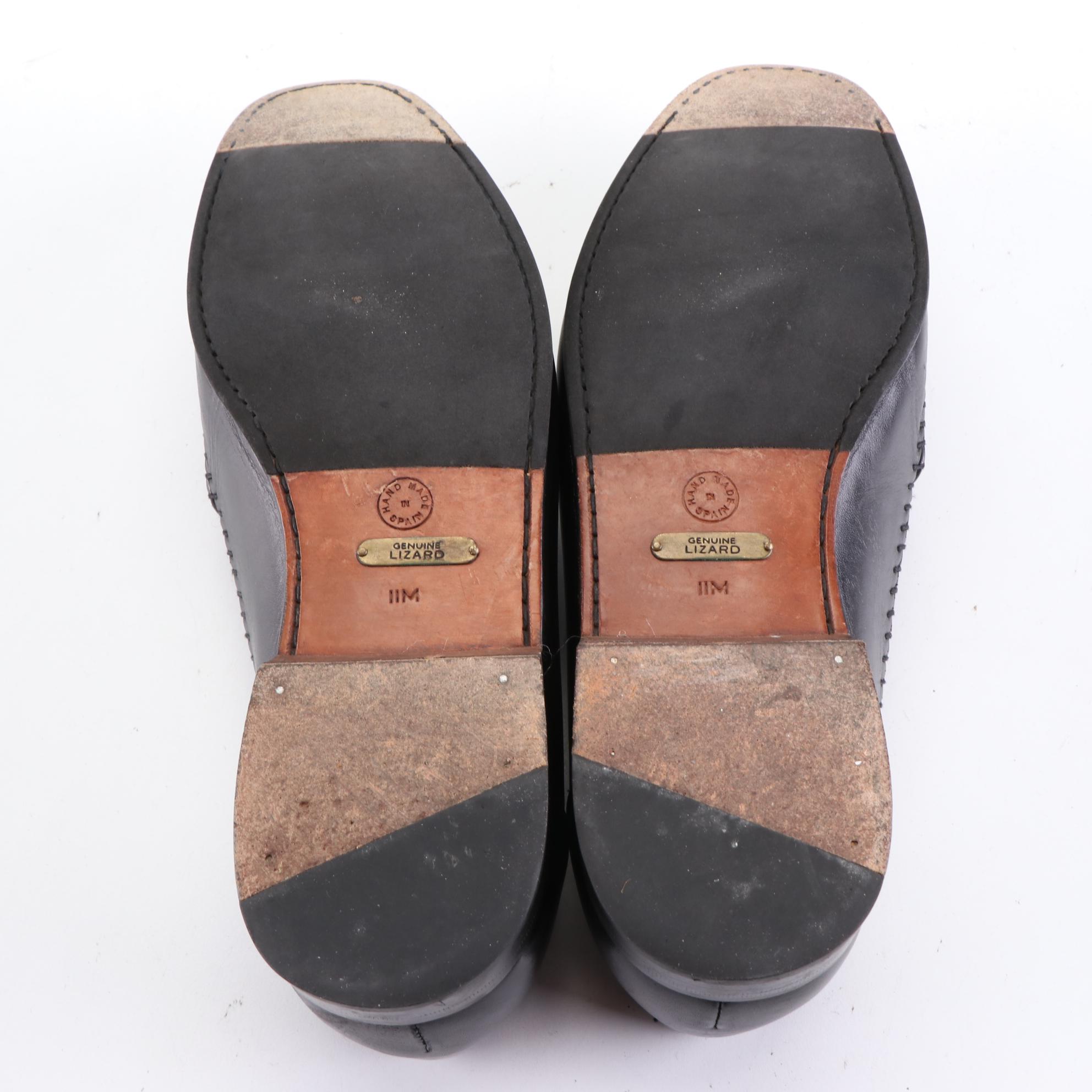 Men's Mezlan Elda Loafers in Lizard Skin with Leather and Ostrich Skin Loafers