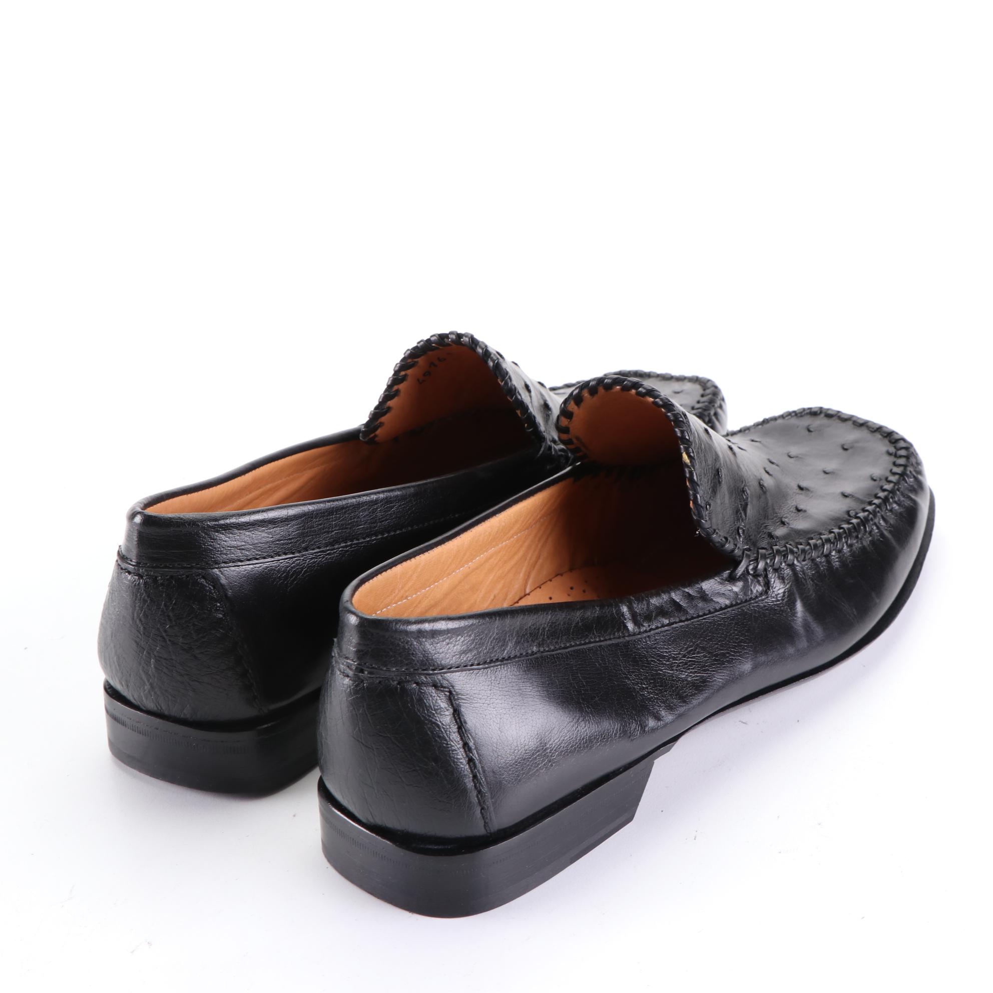 Men's Mezlan Elda Loafers in Lizard Skin with Leather and Ostrich Skin Loafers