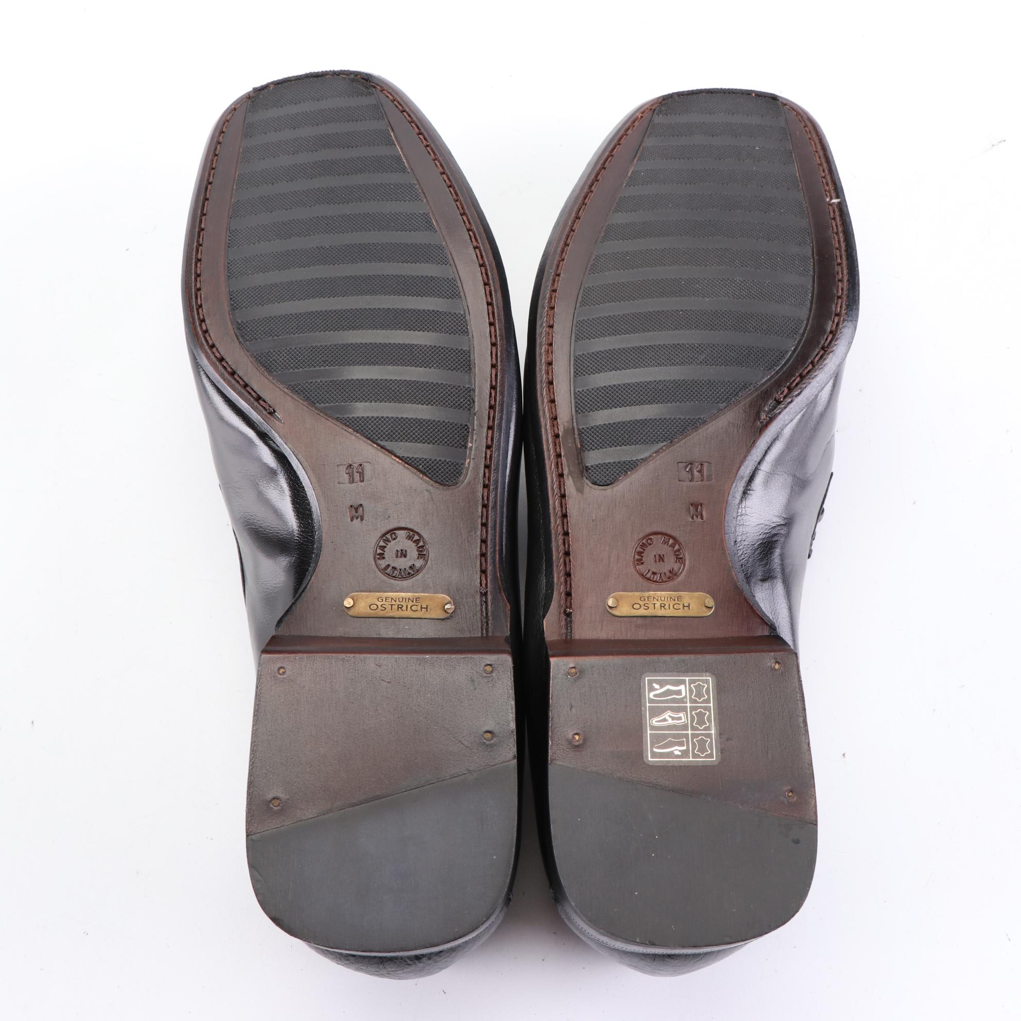 Men's Mezlan Elda Loafers in Lizard Skin with Leather and Ostrich Skin Loafers