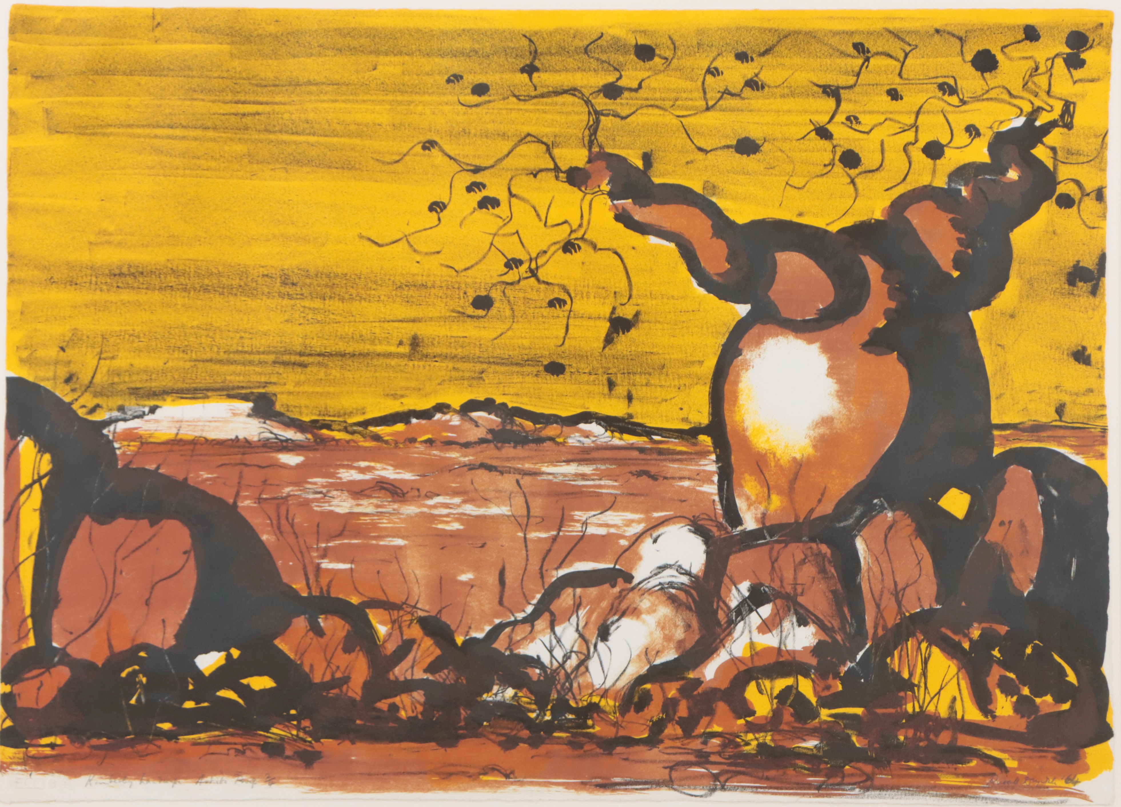 Russell Drysdale Color Lithograph "Kimberley Landscape," 1964