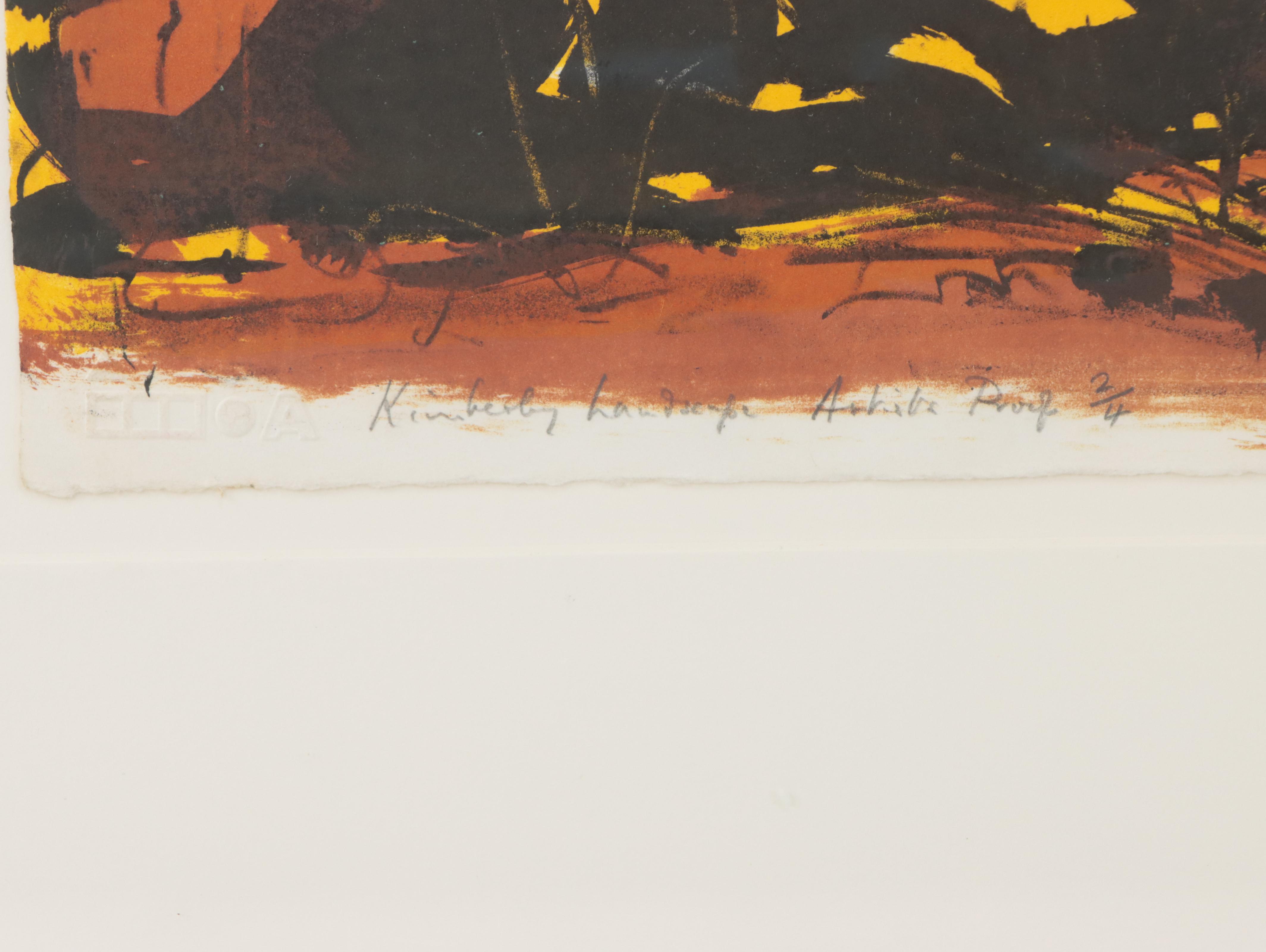 Russell Drysdale Color Lithograph "Kimberley Landscape," 1964