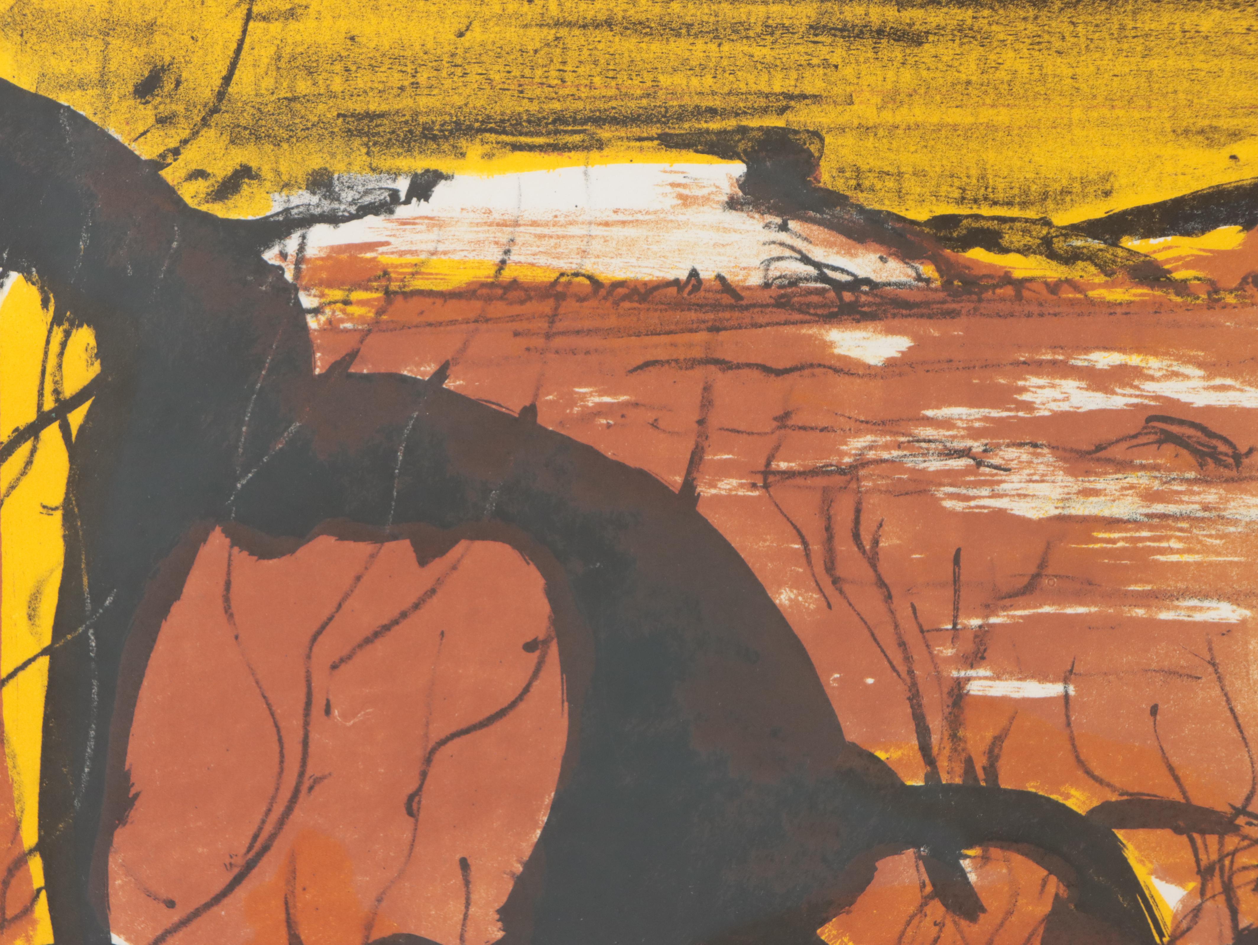 Russell Drysdale Color Lithograph "Kimberley Landscape," 1964
