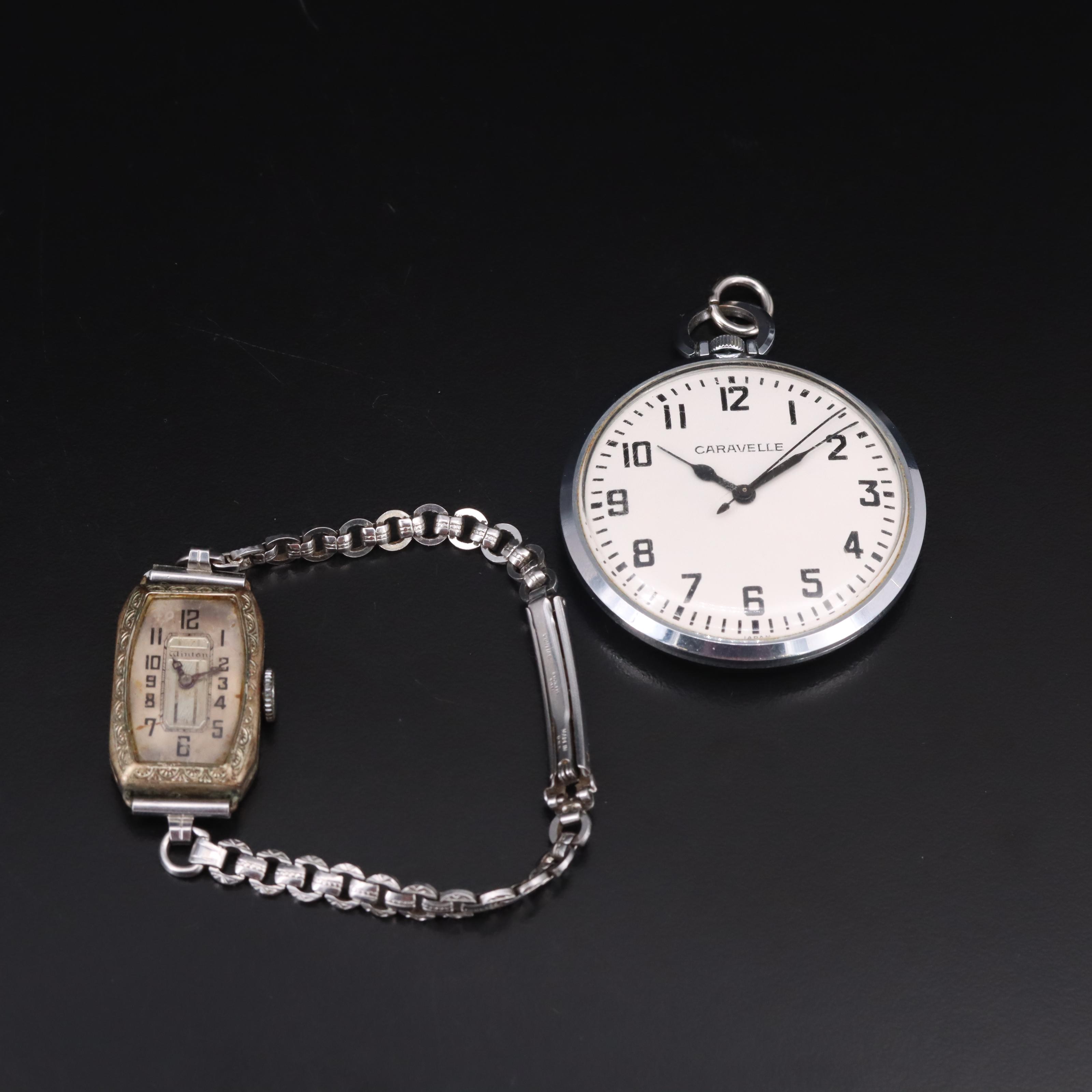 Vintage Winton Watch and Caravelle Pocket Watch