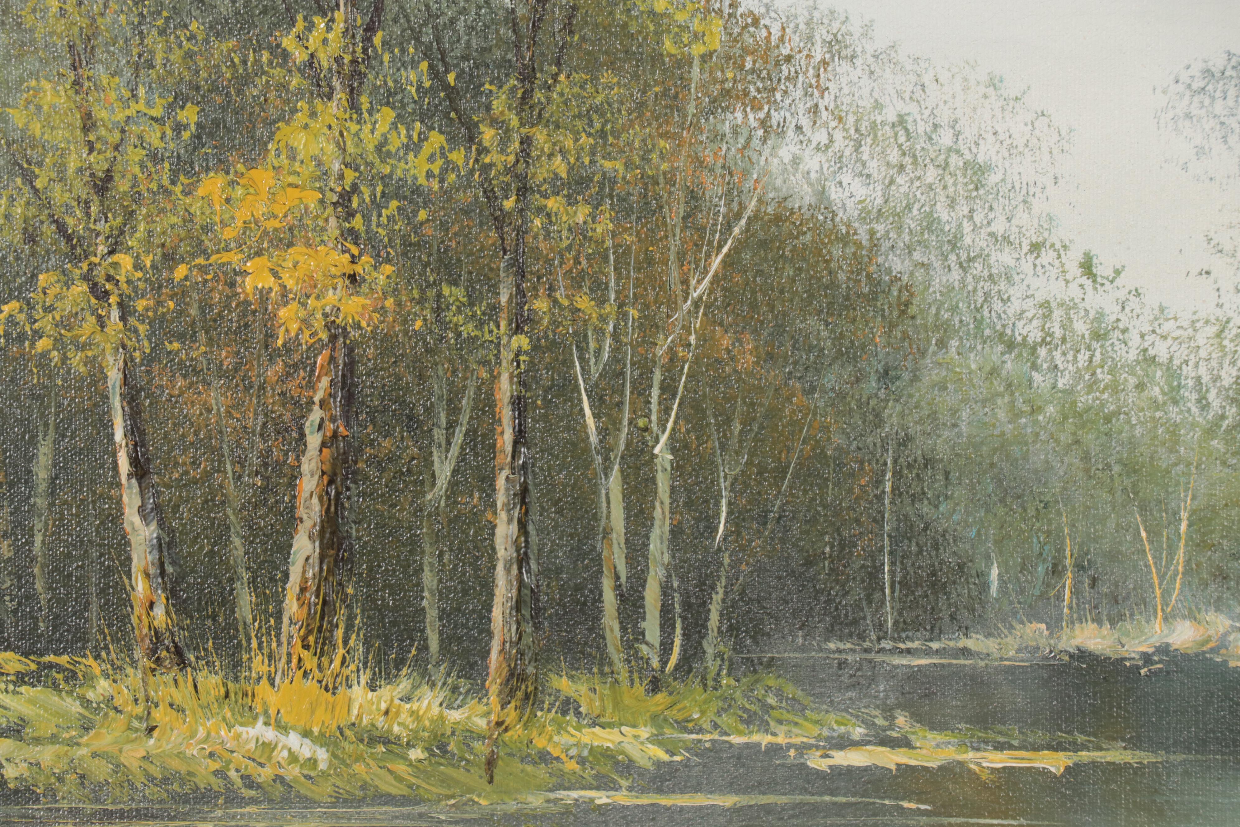 Oil Painting of River Landscape