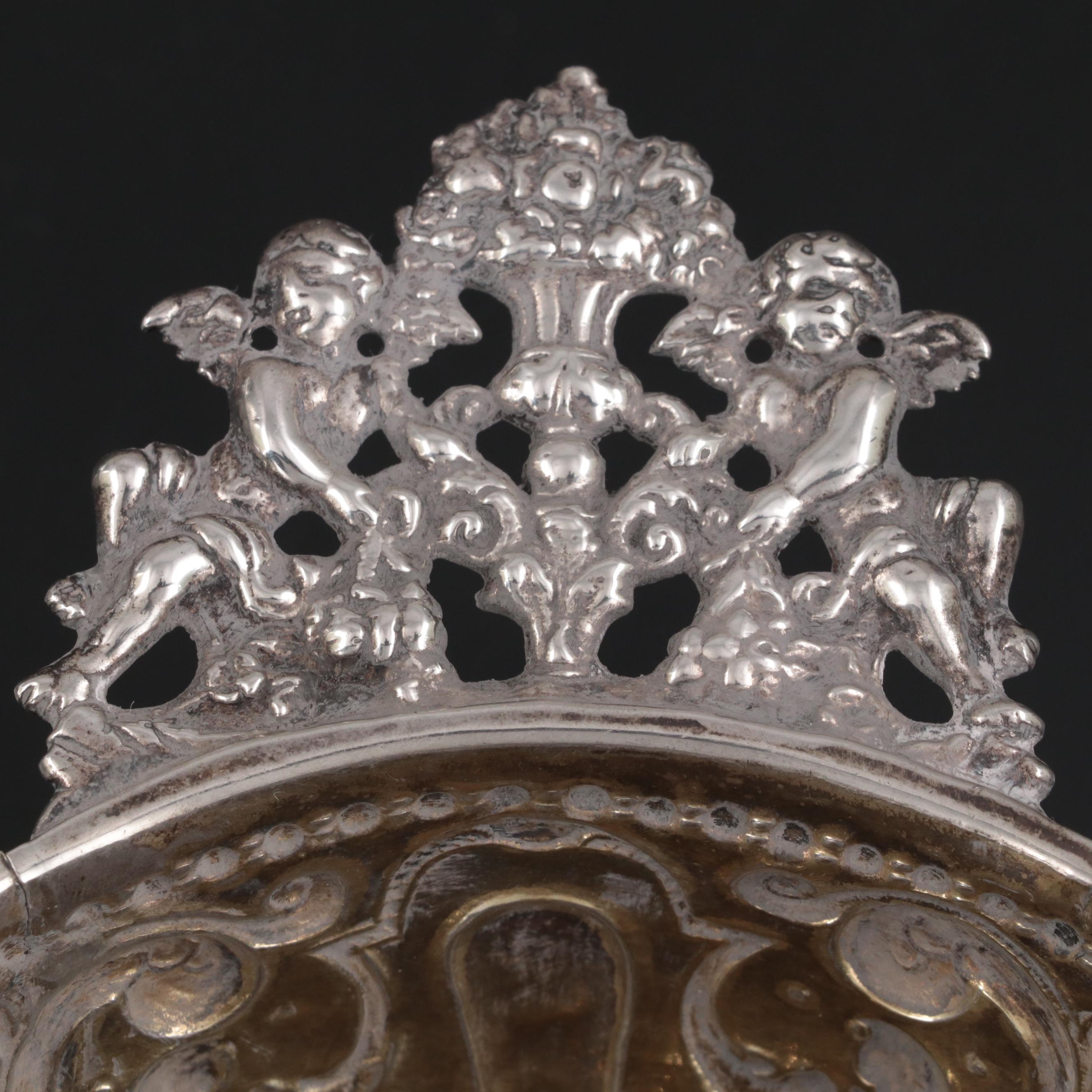 Repoussé 800 Silver Bowl with Openwork Putti Handles