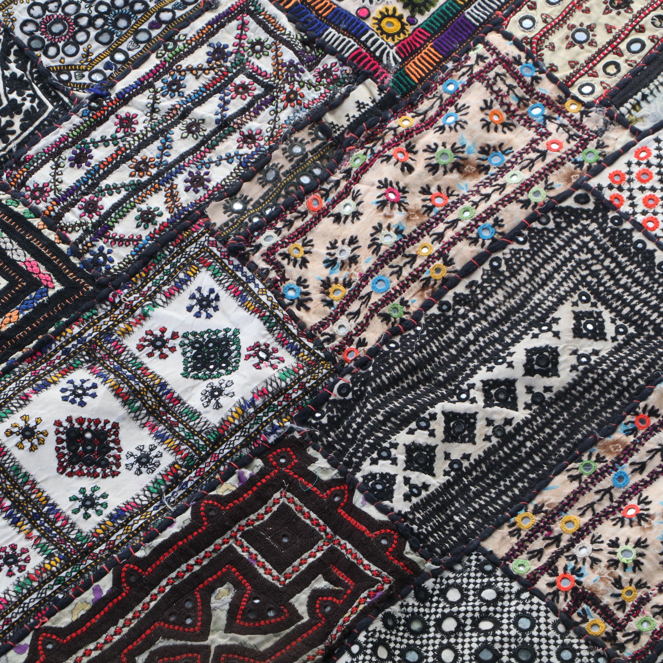 Indian Shisha and Embroidered Textile Bedspread