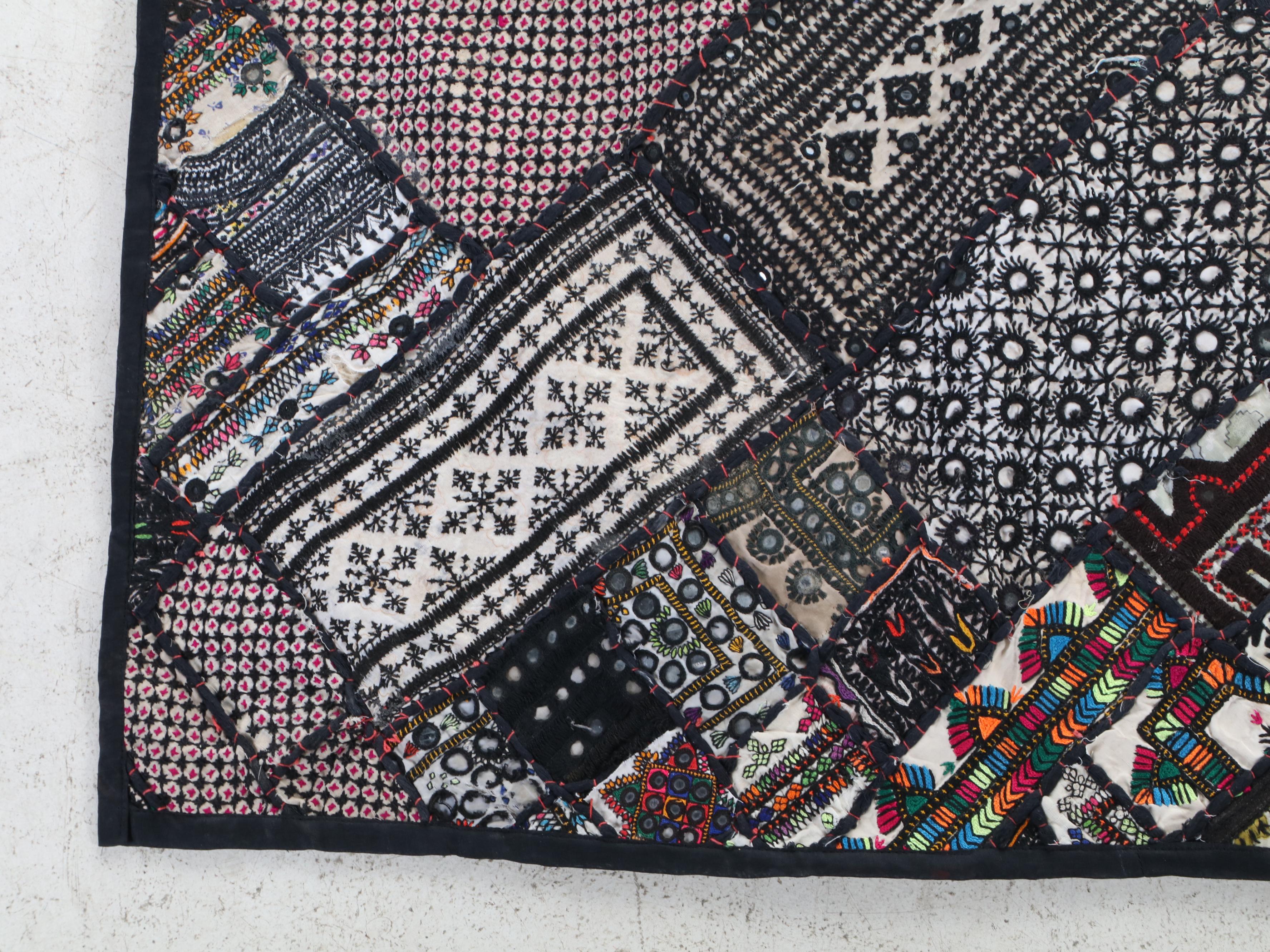 Indian Shisha and Embroidered Textile Bedspread