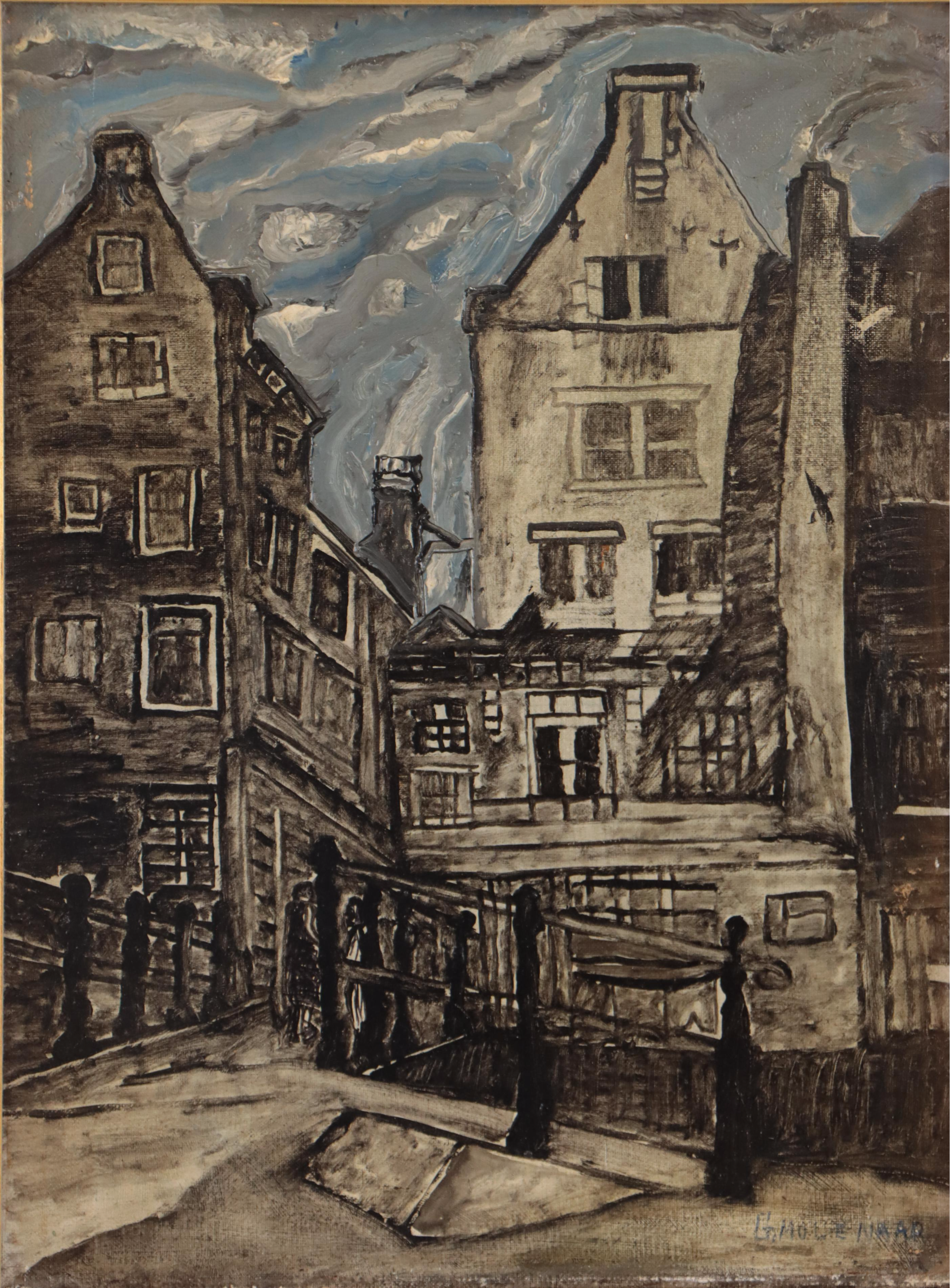 G. Molenaar Oil Painting "Amsterdam II," 1962