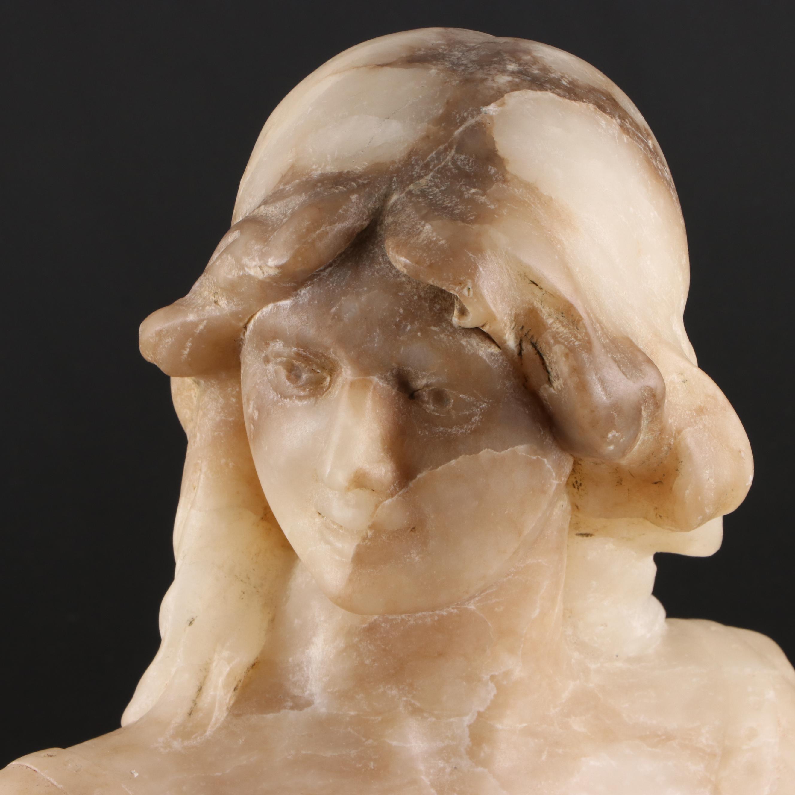 Carved Alabaster Bust of Woman