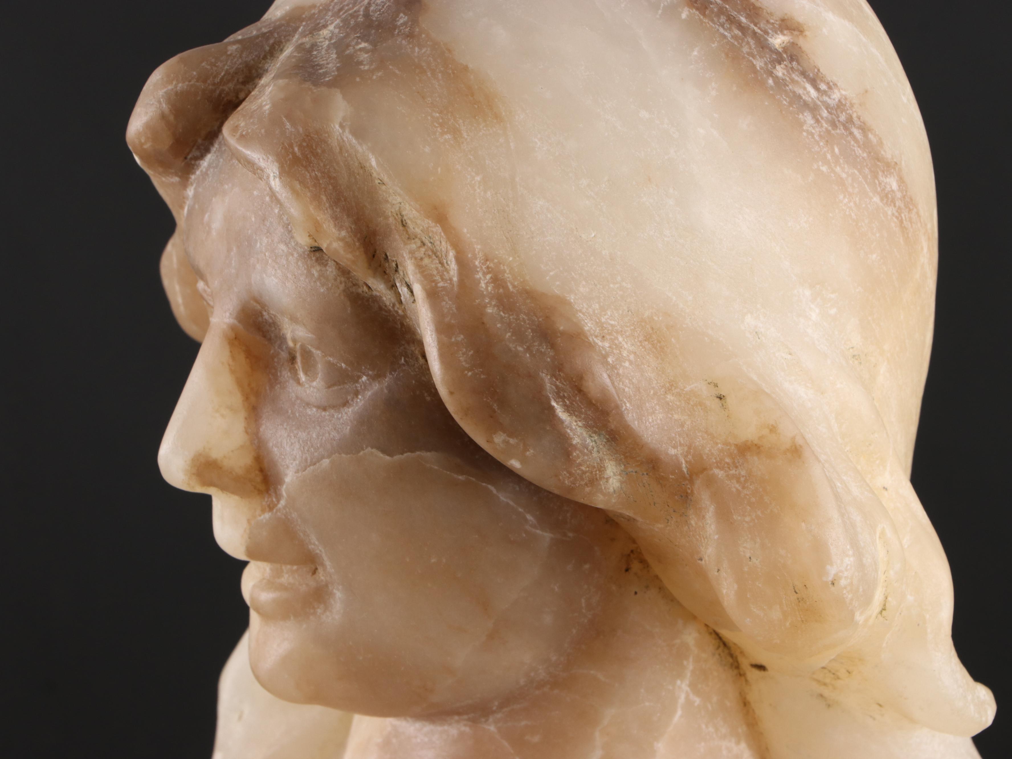 Carved Alabaster Bust of Woman