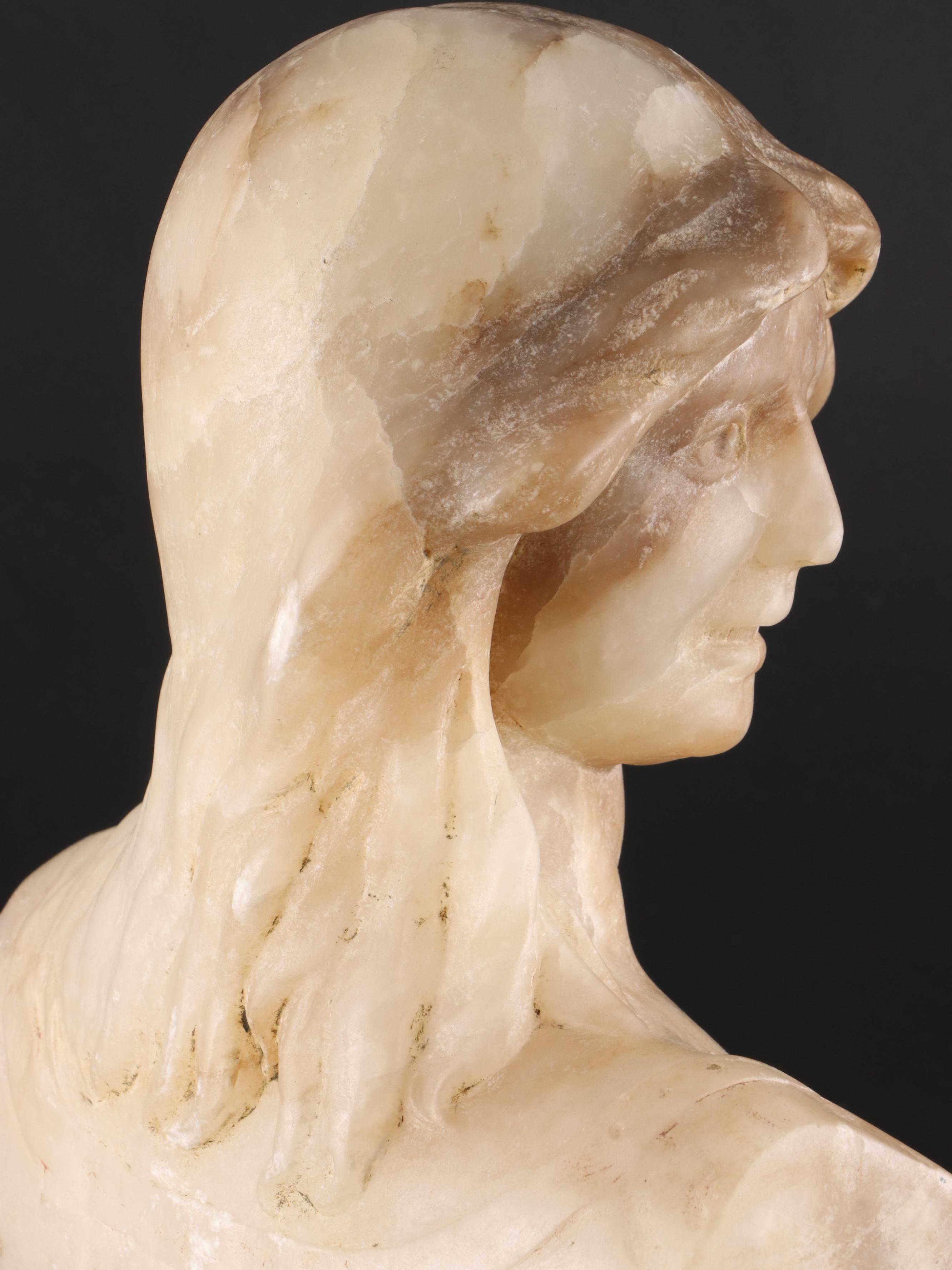Carved Alabaster Bust of Woman