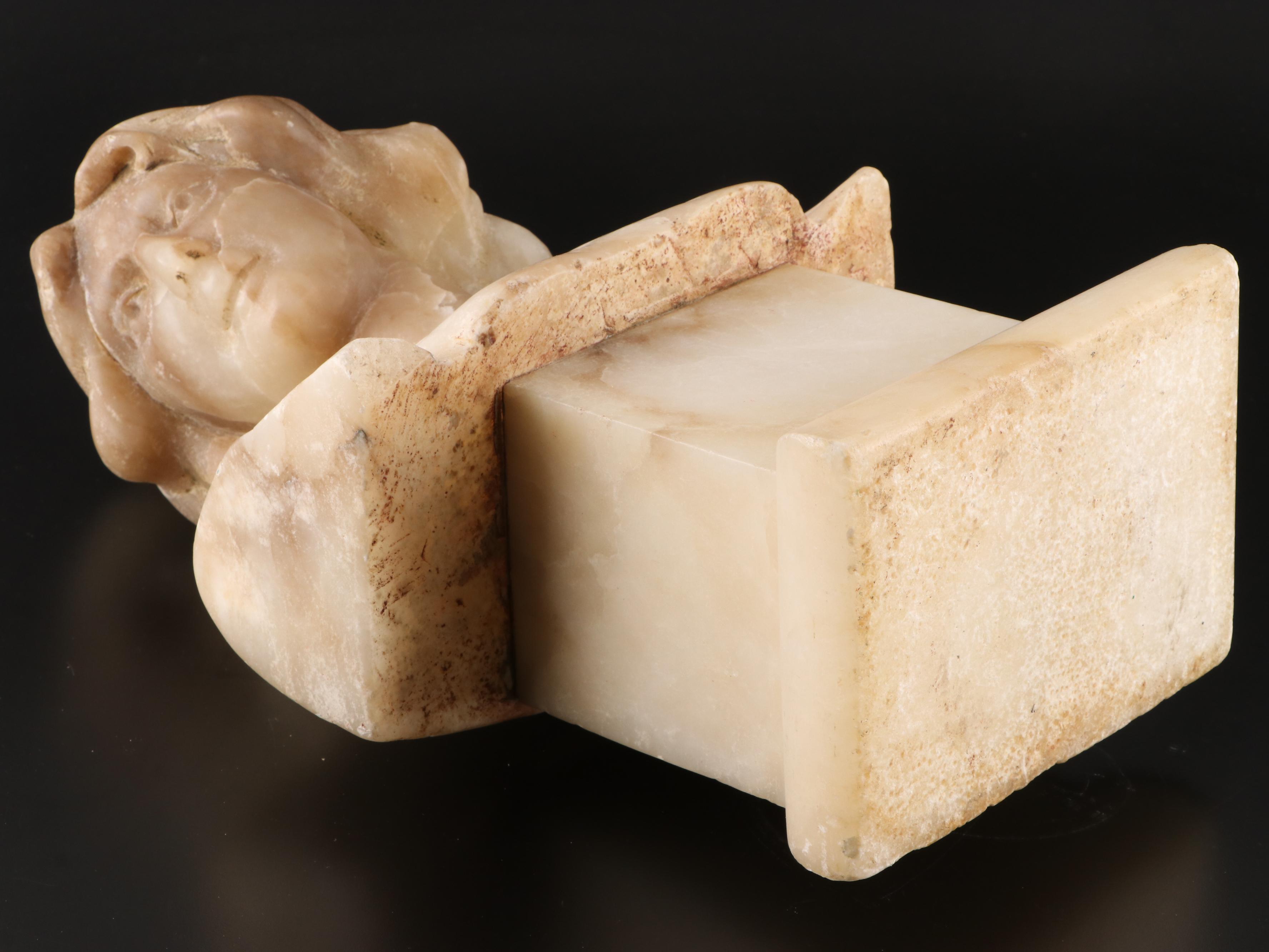 Carved Alabaster Bust of Woman