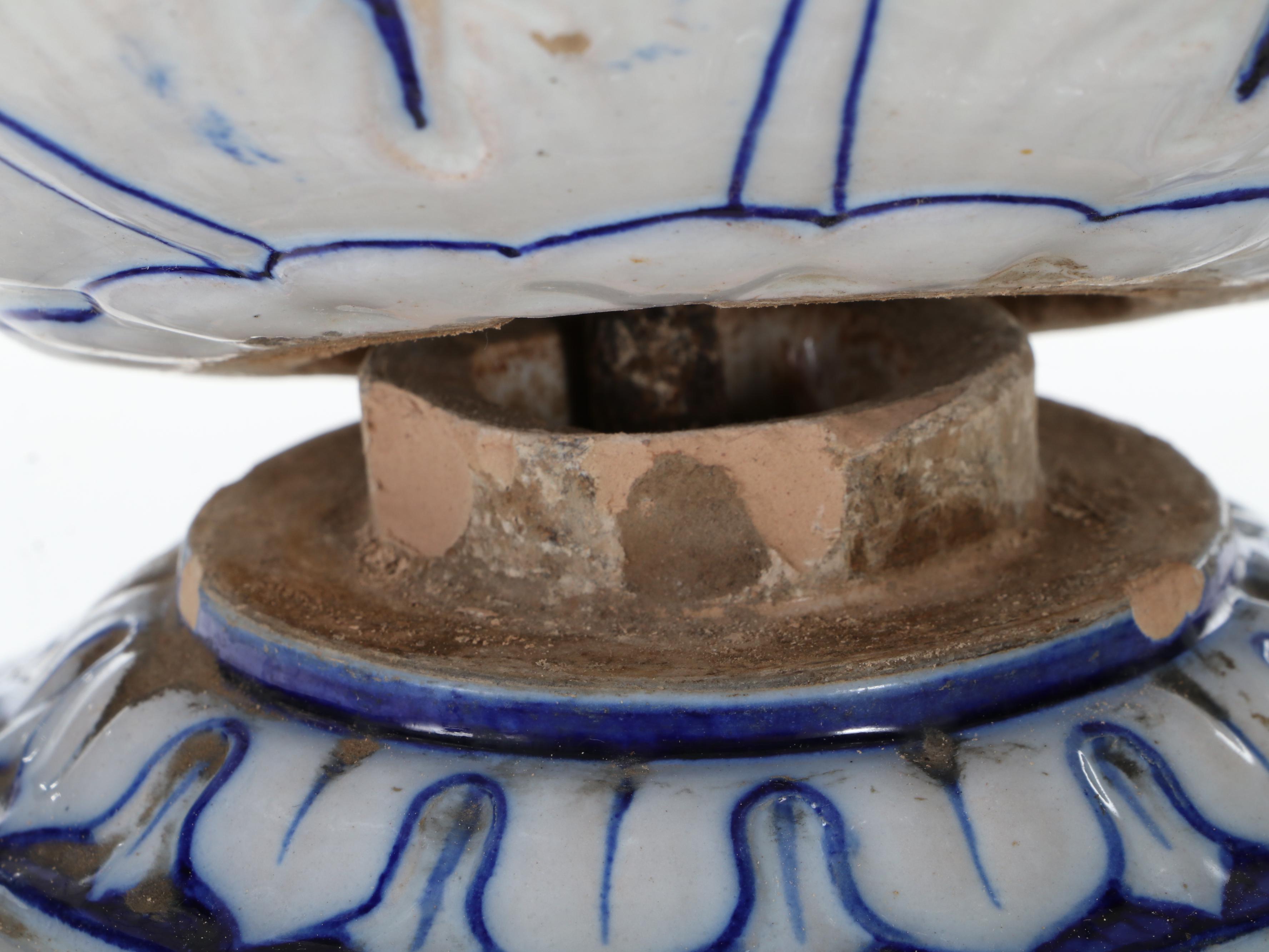 Cobalt and White Neoclassical Frieze Pedestal Urn