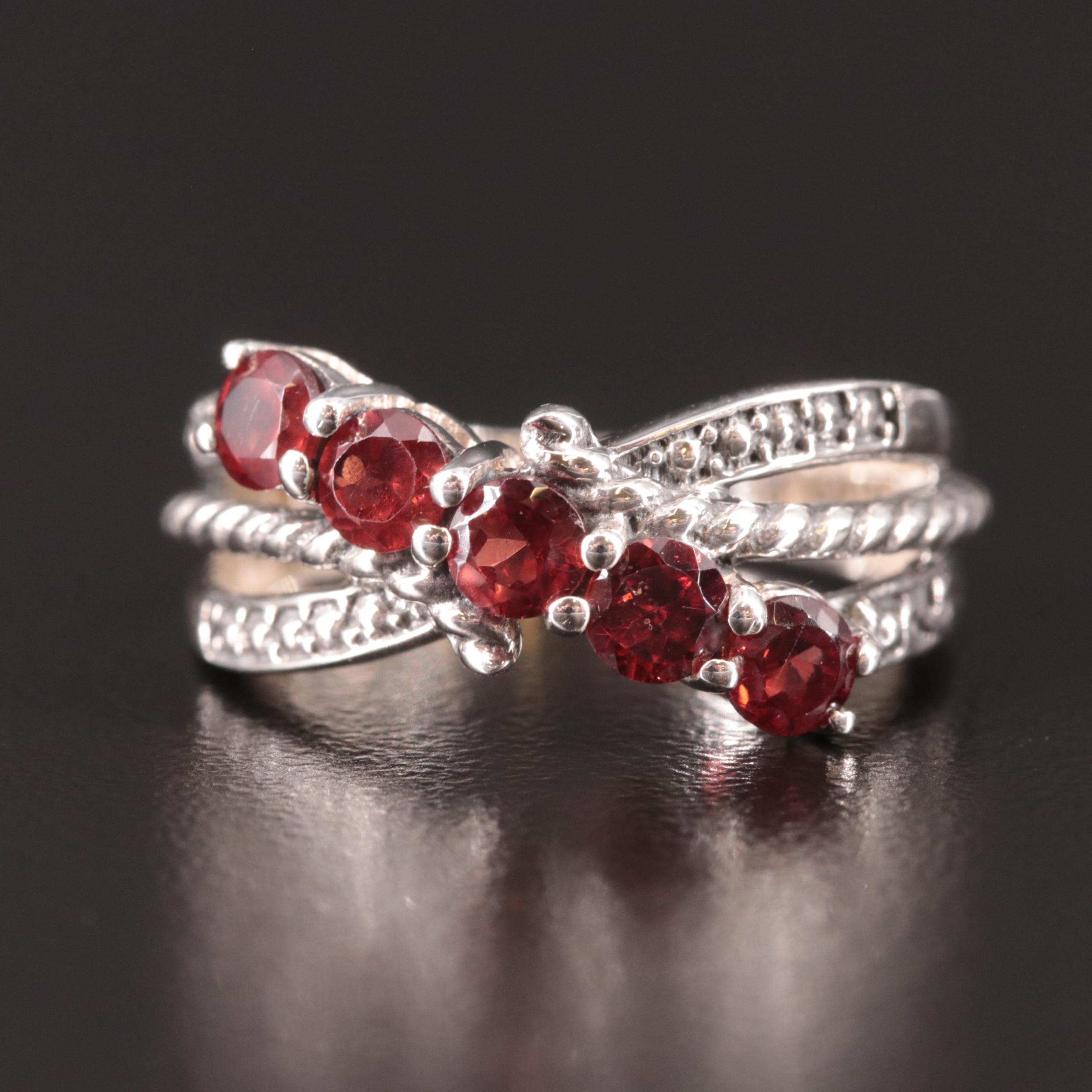 Sterling Garnet Crossover Ring