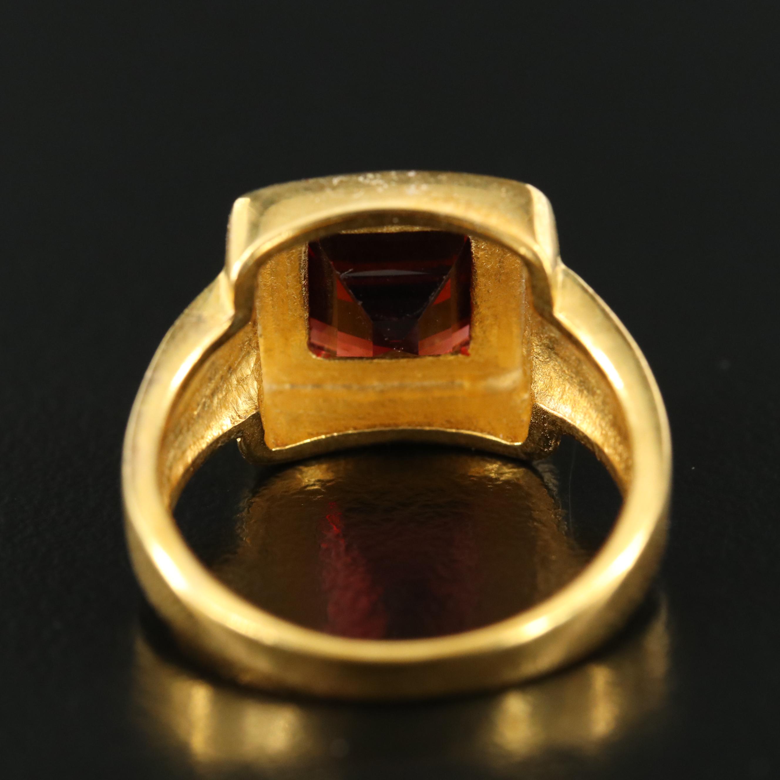 Sterling Garnet Square Ring