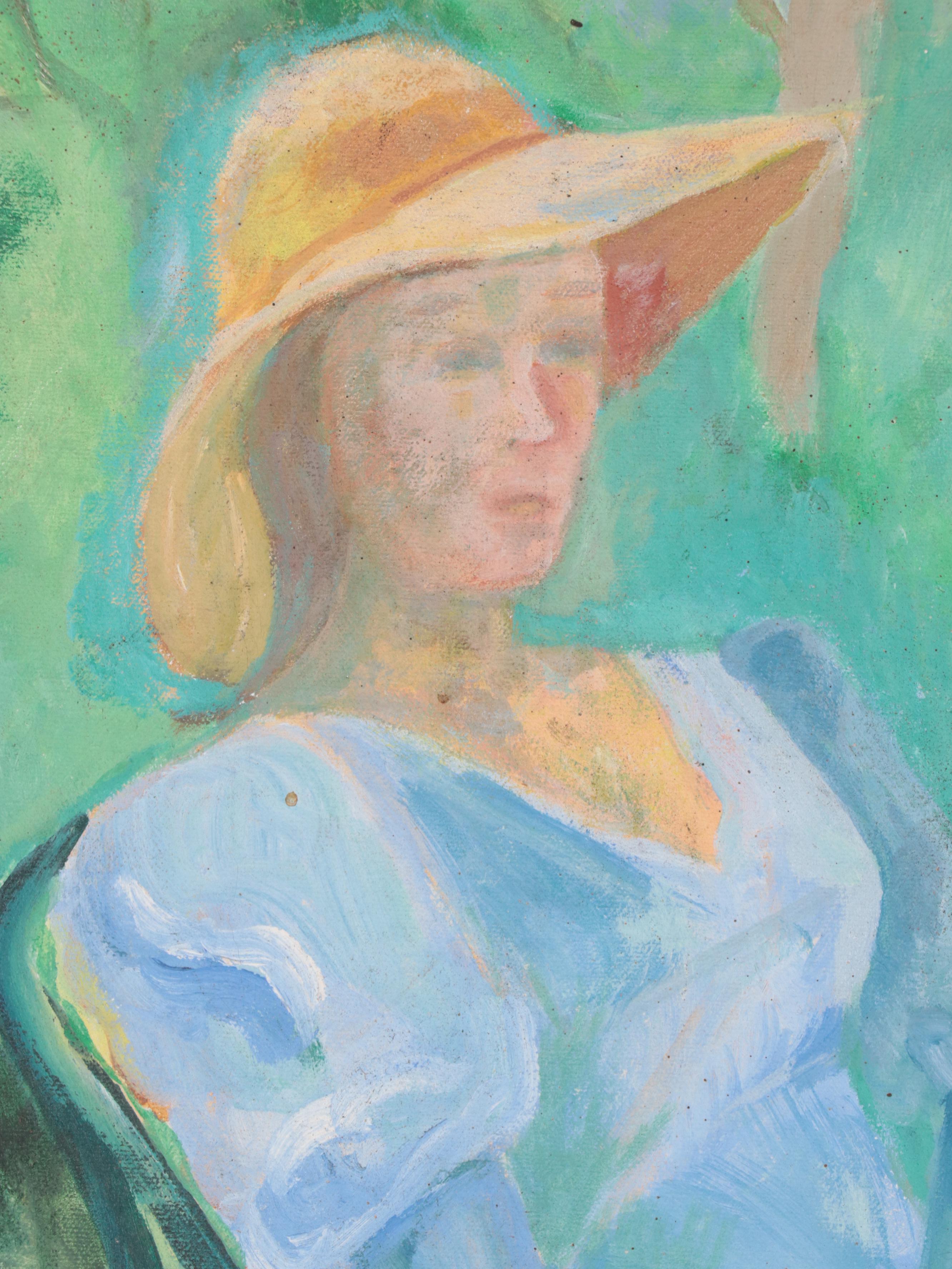 Oil Painting of Sitting Female Portrait