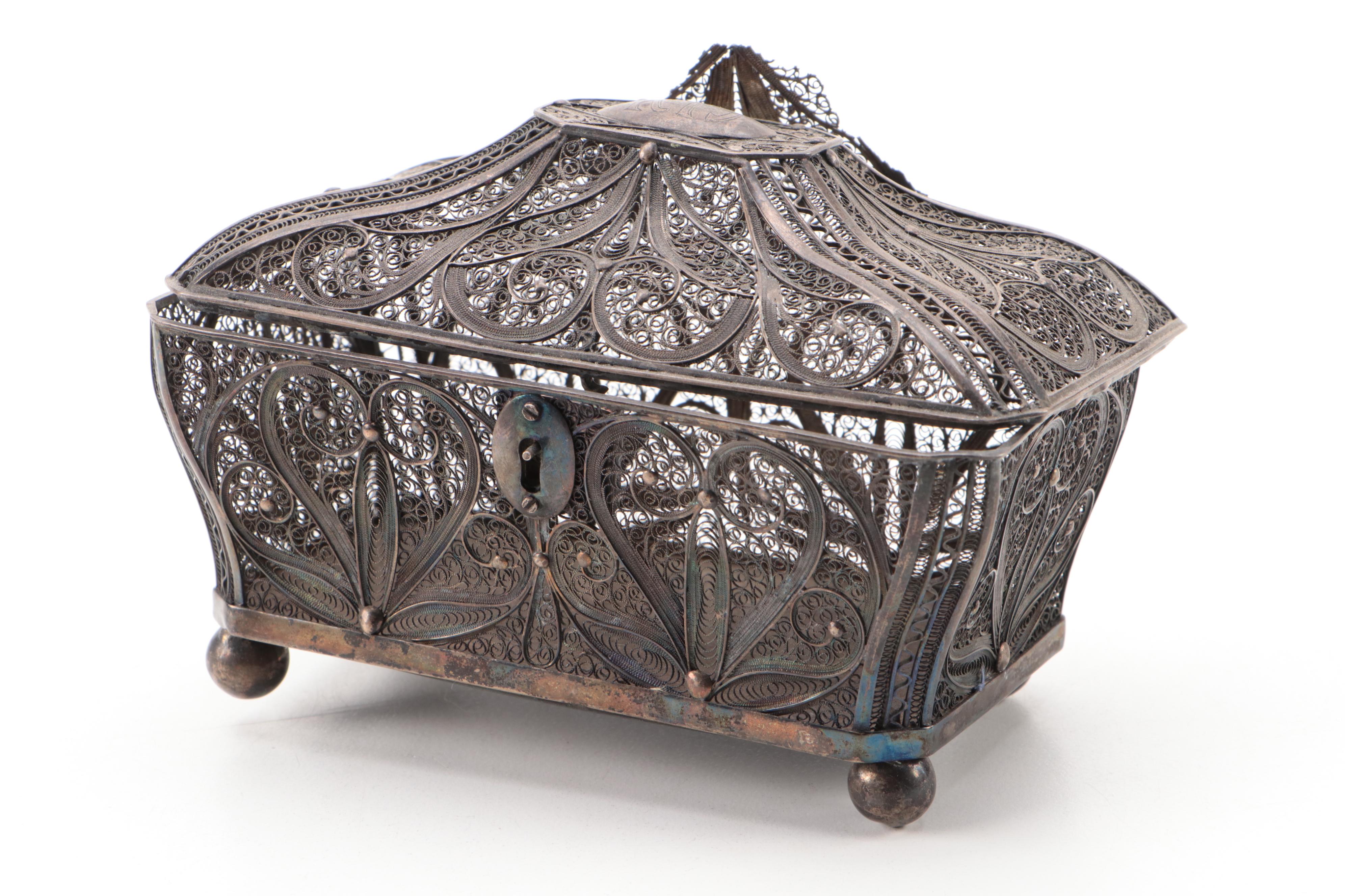 Egyptian 900 Silver Bottle with Silver Filigree Collection