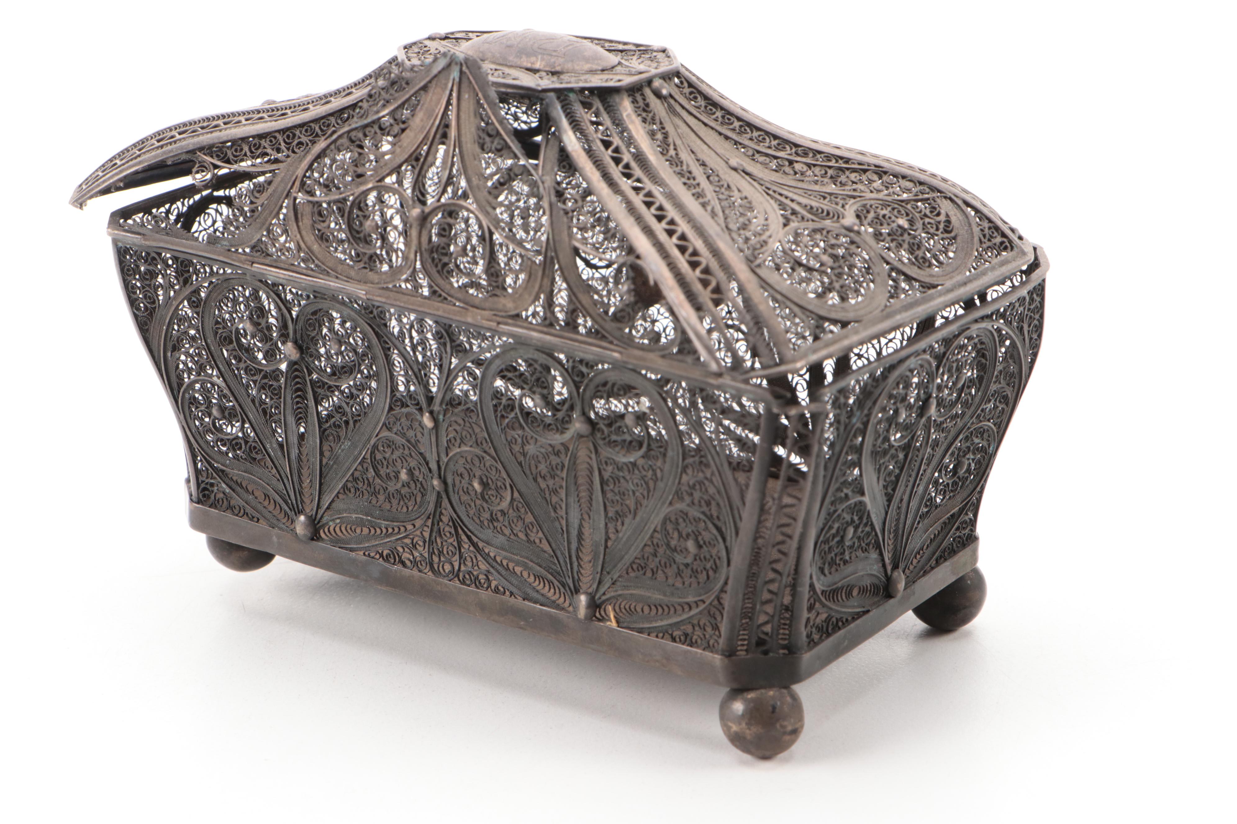 Egyptian 900 Silver Bottle with Silver Filigree Collection