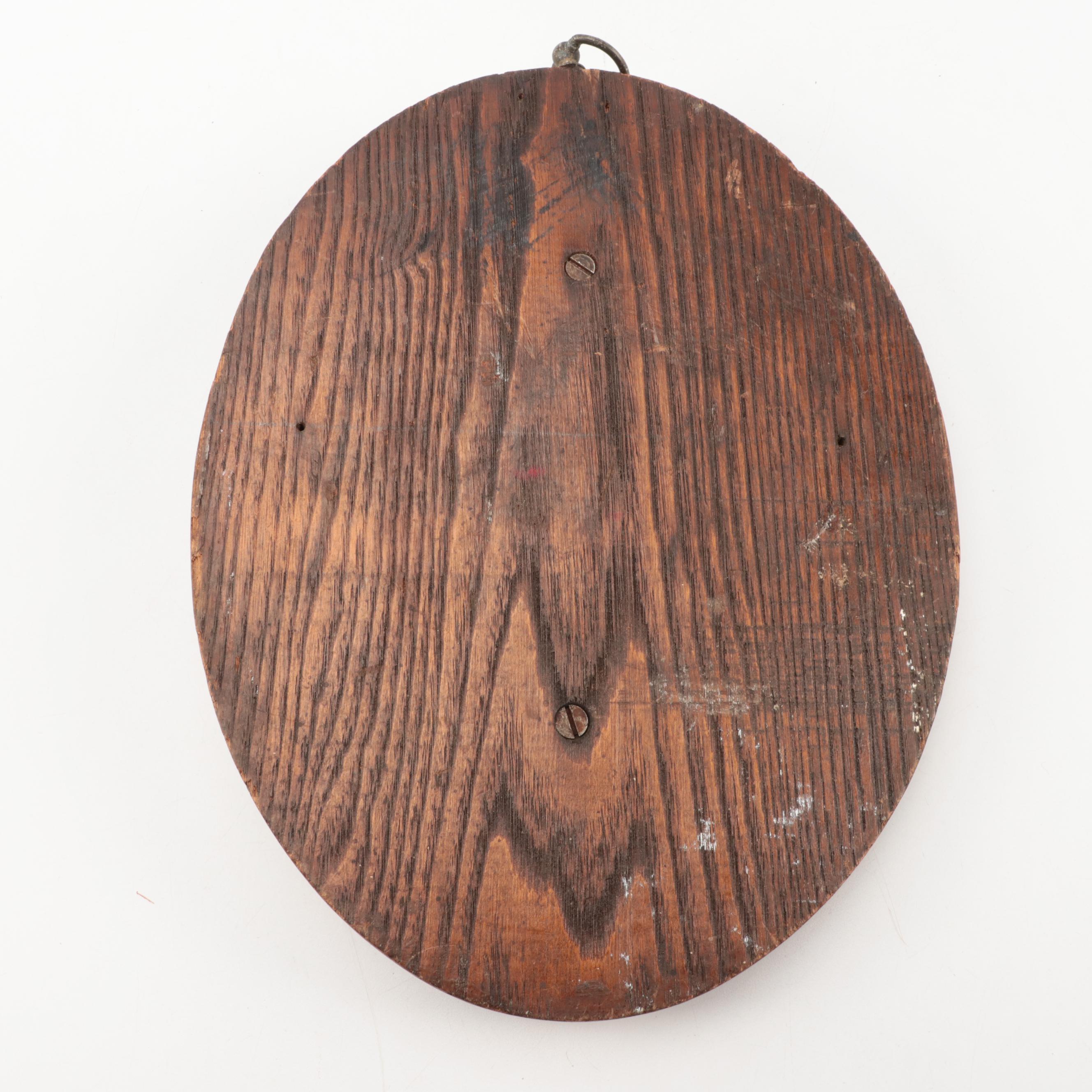 Cast Spelter John Quincy Adams Silhouette on Oak Plaque, Mid to Late 20th C.