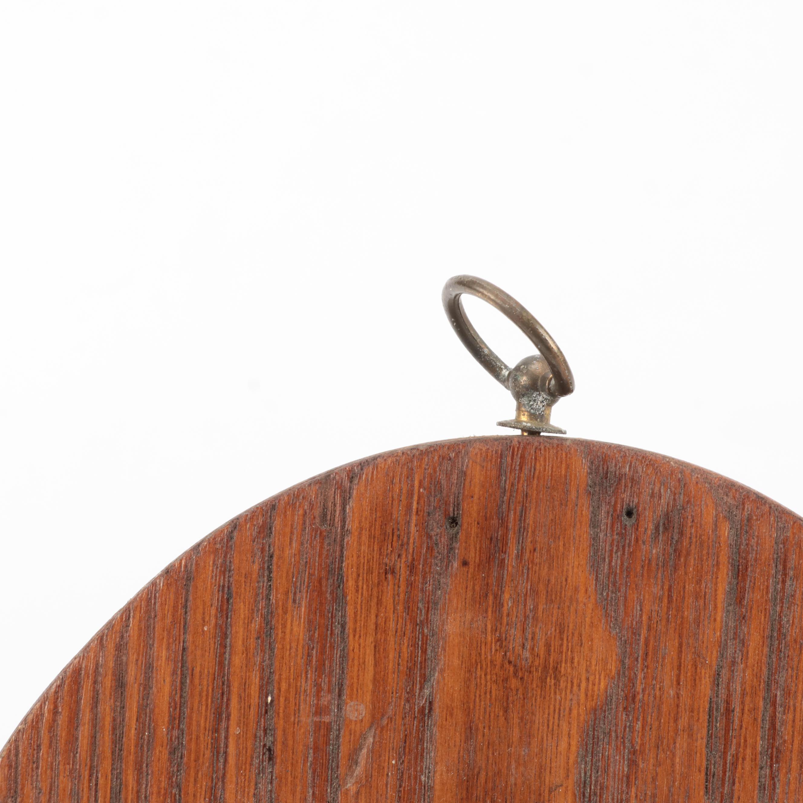 Cast Spelter John Quincy Adams Silhouette on Oak Plaque, Mid to Late 20th C.