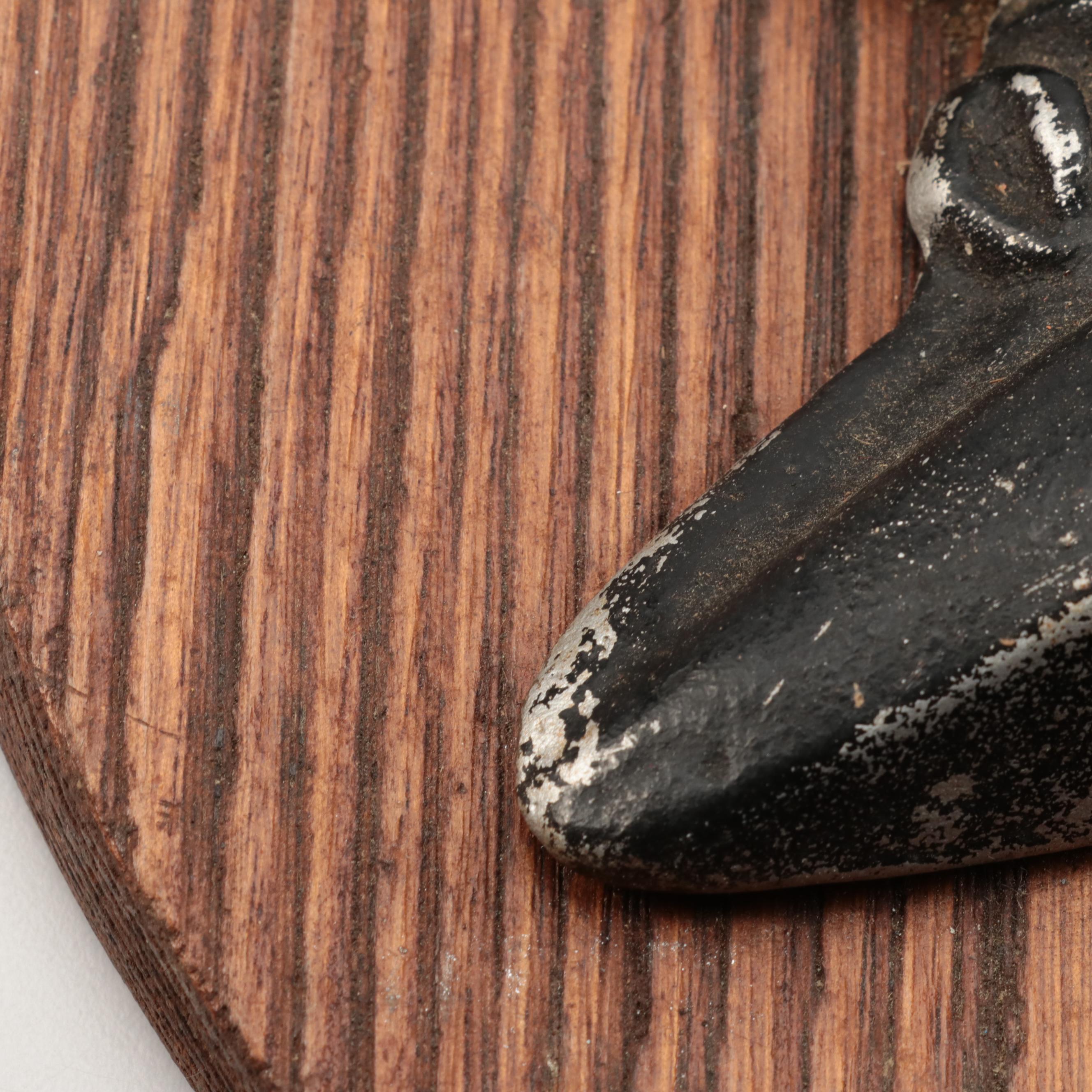 Cast Spelter John Quincy Adams Silhouette on Oak Plaque, Mid to Late 20th C.