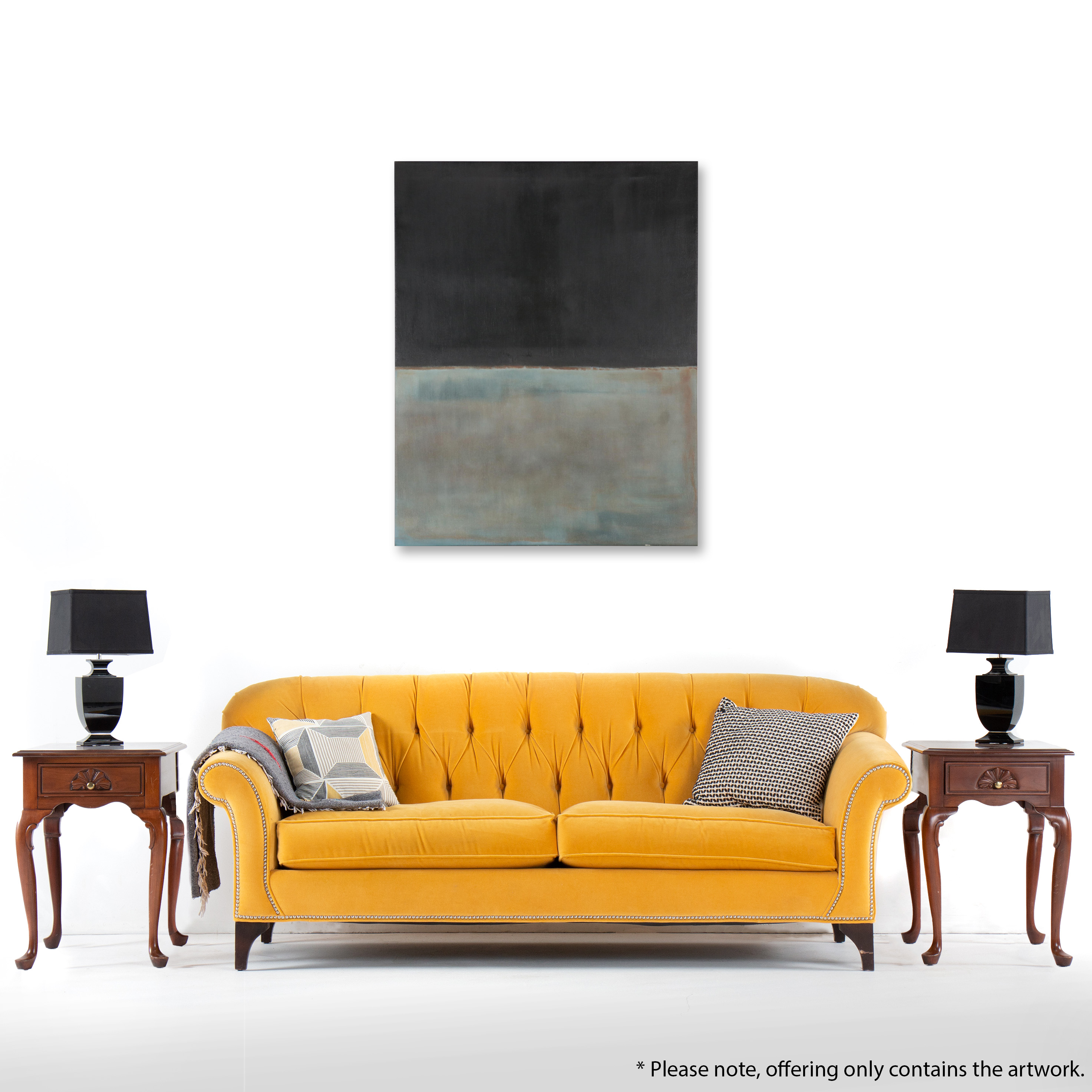 Large-Scale Oil Painting After Mark Rothko "Untitled (Black on Grey)"