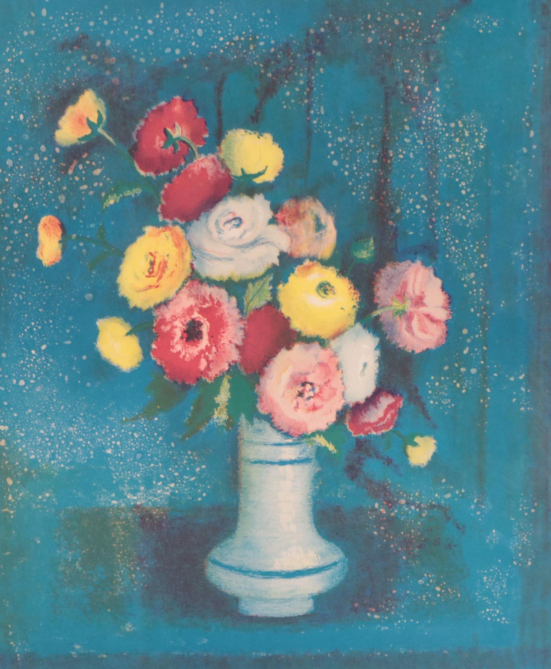 Angelina Lavernia Floral Still Life Color Lithographs, Mid-20th Century