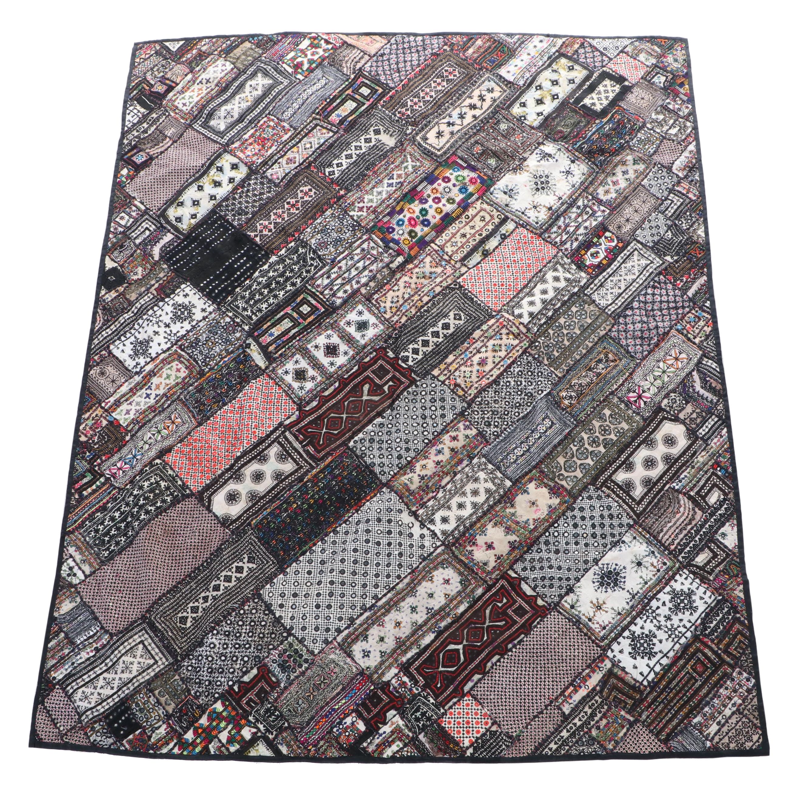 Indian Shisha and Embroidered Textile Bedspread