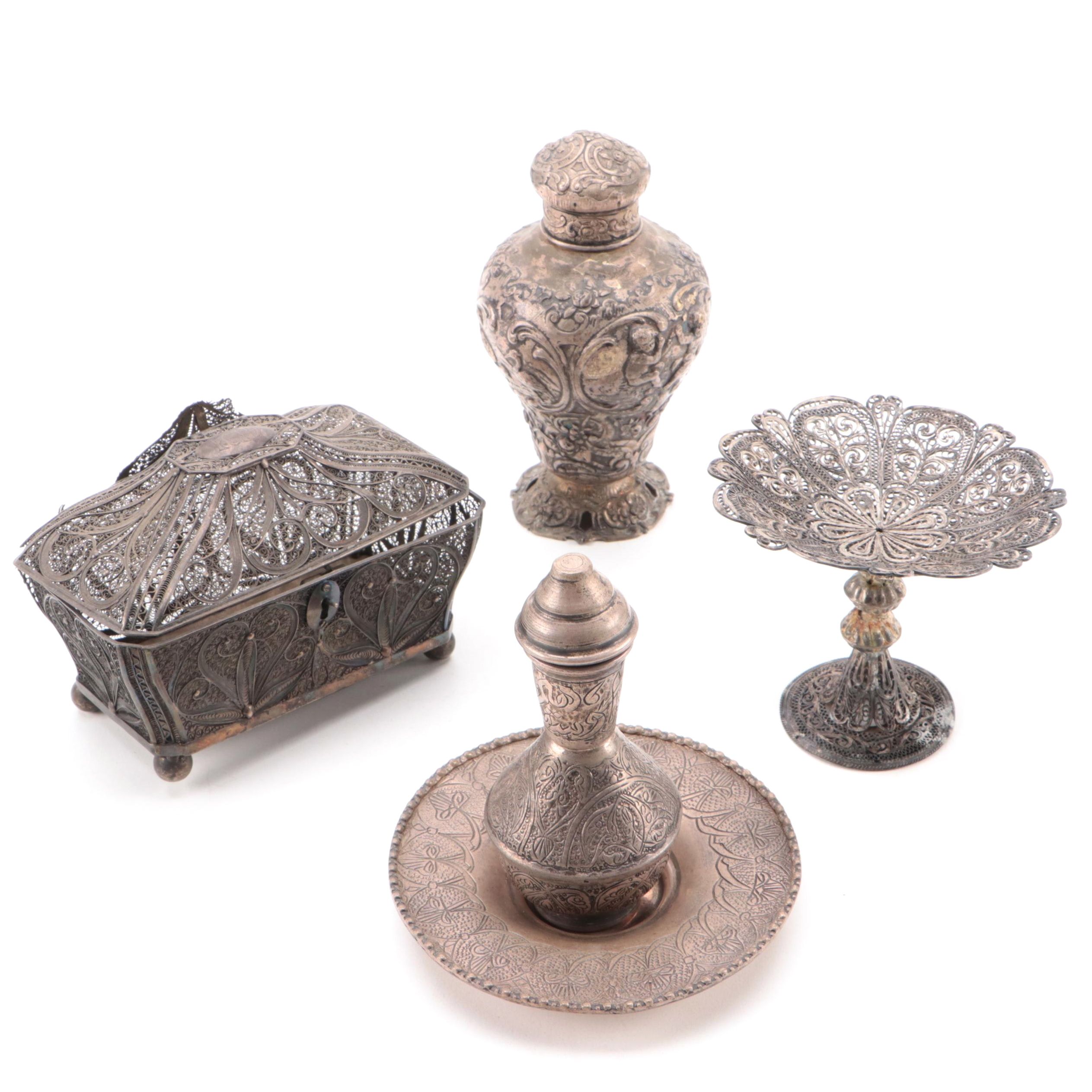 Egyptian 900 Silver Bottle with Silver Filigree Collection