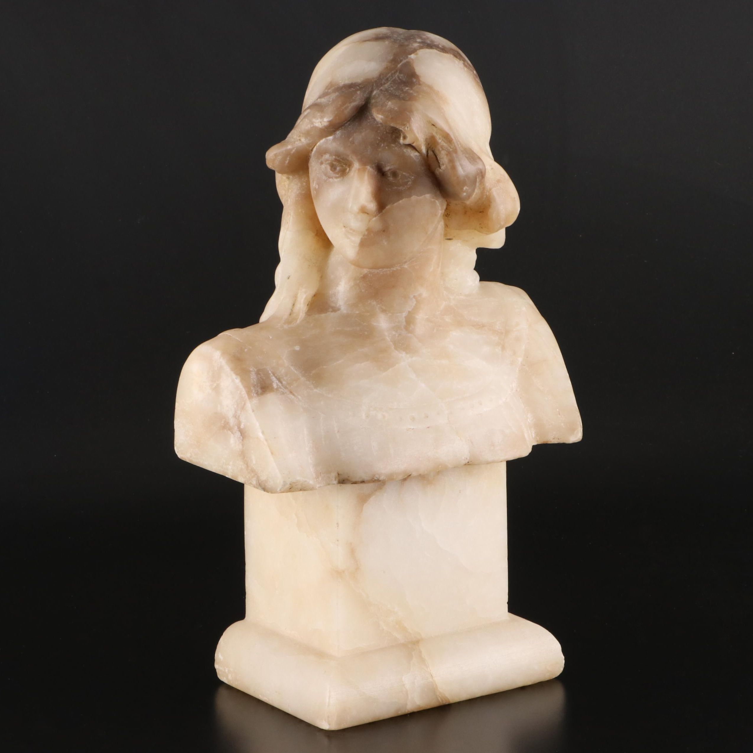 Carved Alabaster Bust of Woman