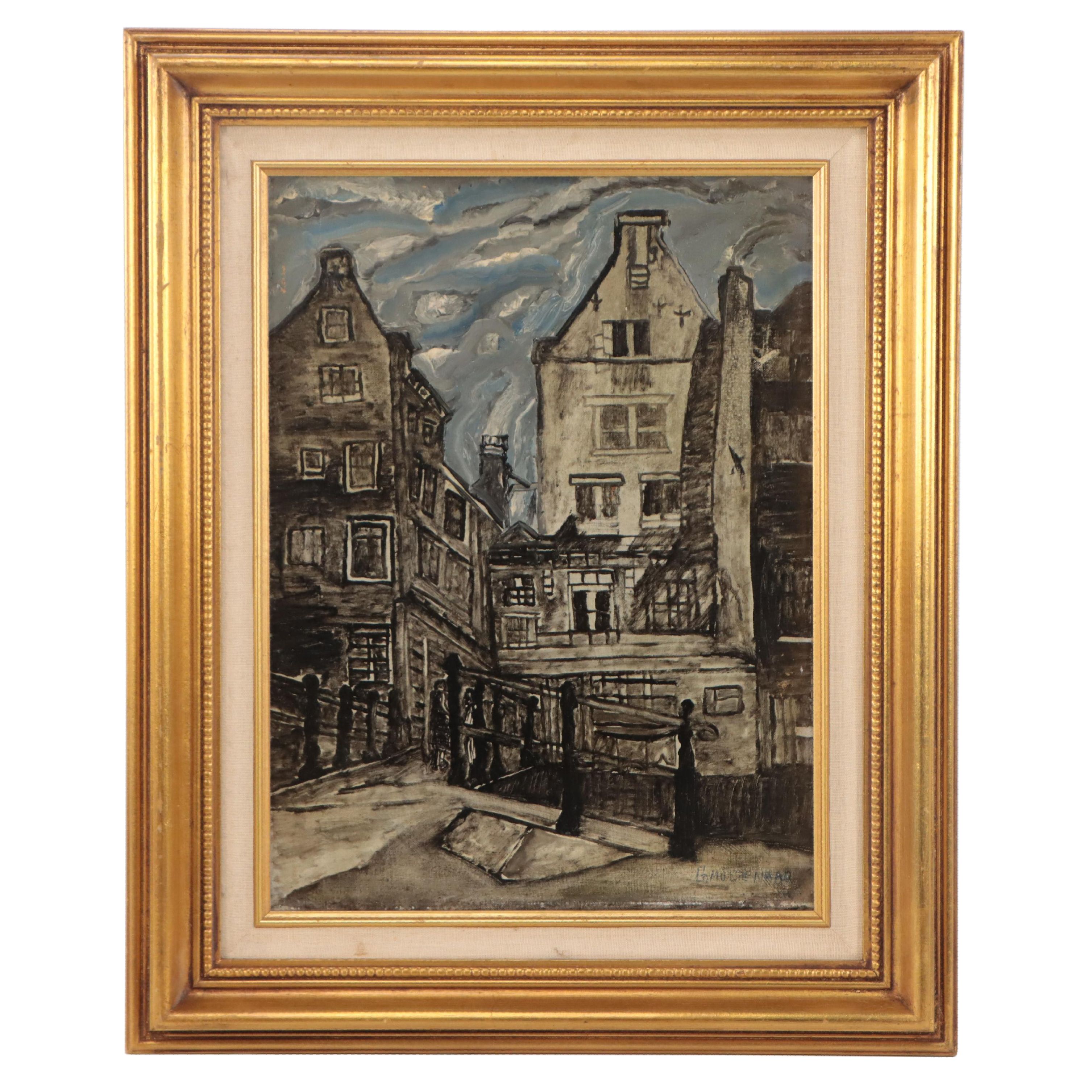 G. Molenaar Oil Painting "Amsterdam II," 1962