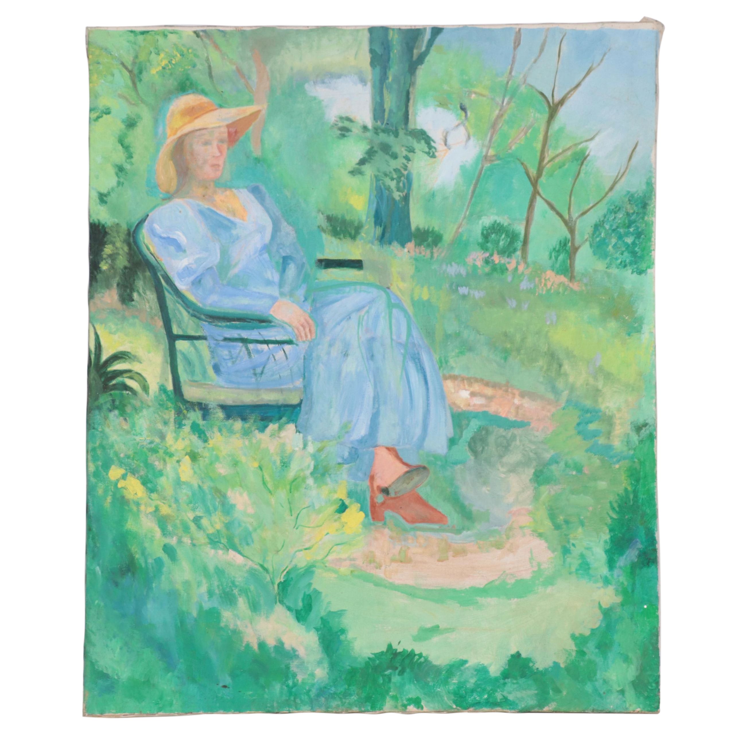 Oil Painting of Sitting Female Portrait