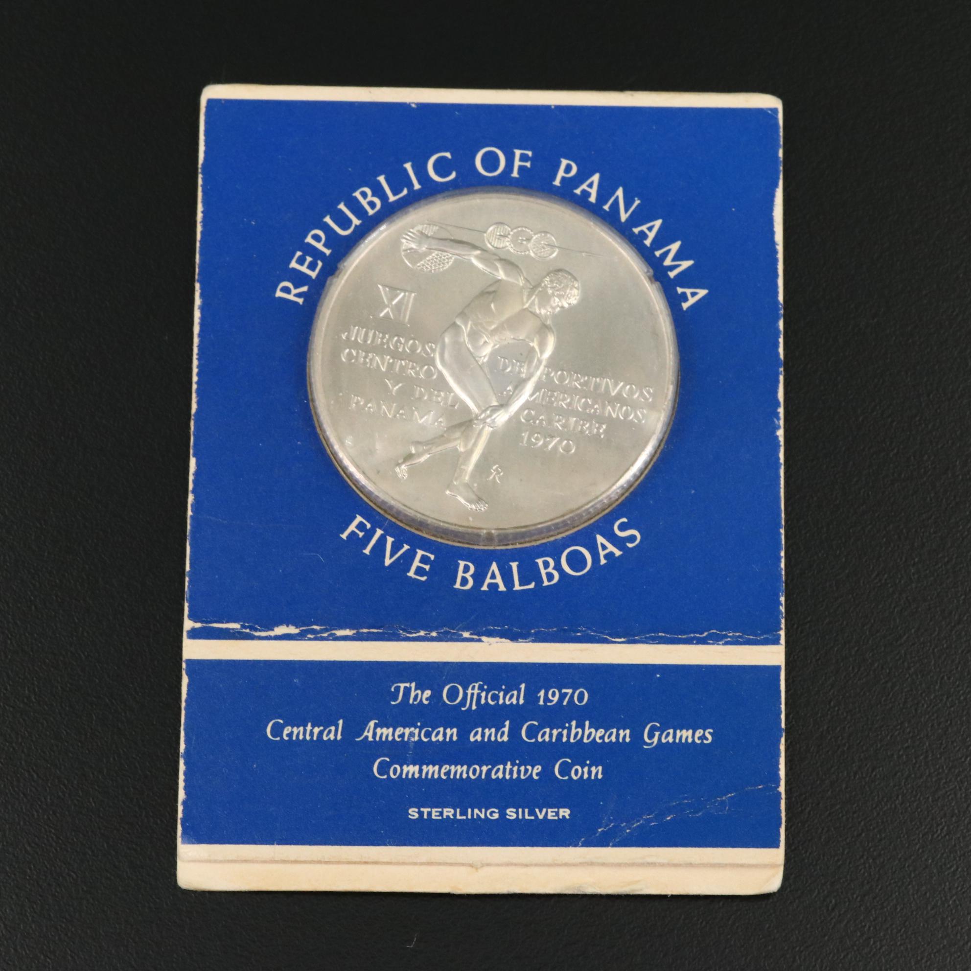 1970 Panama 5-Balboas Central American Games Commemorative Silver Coin
