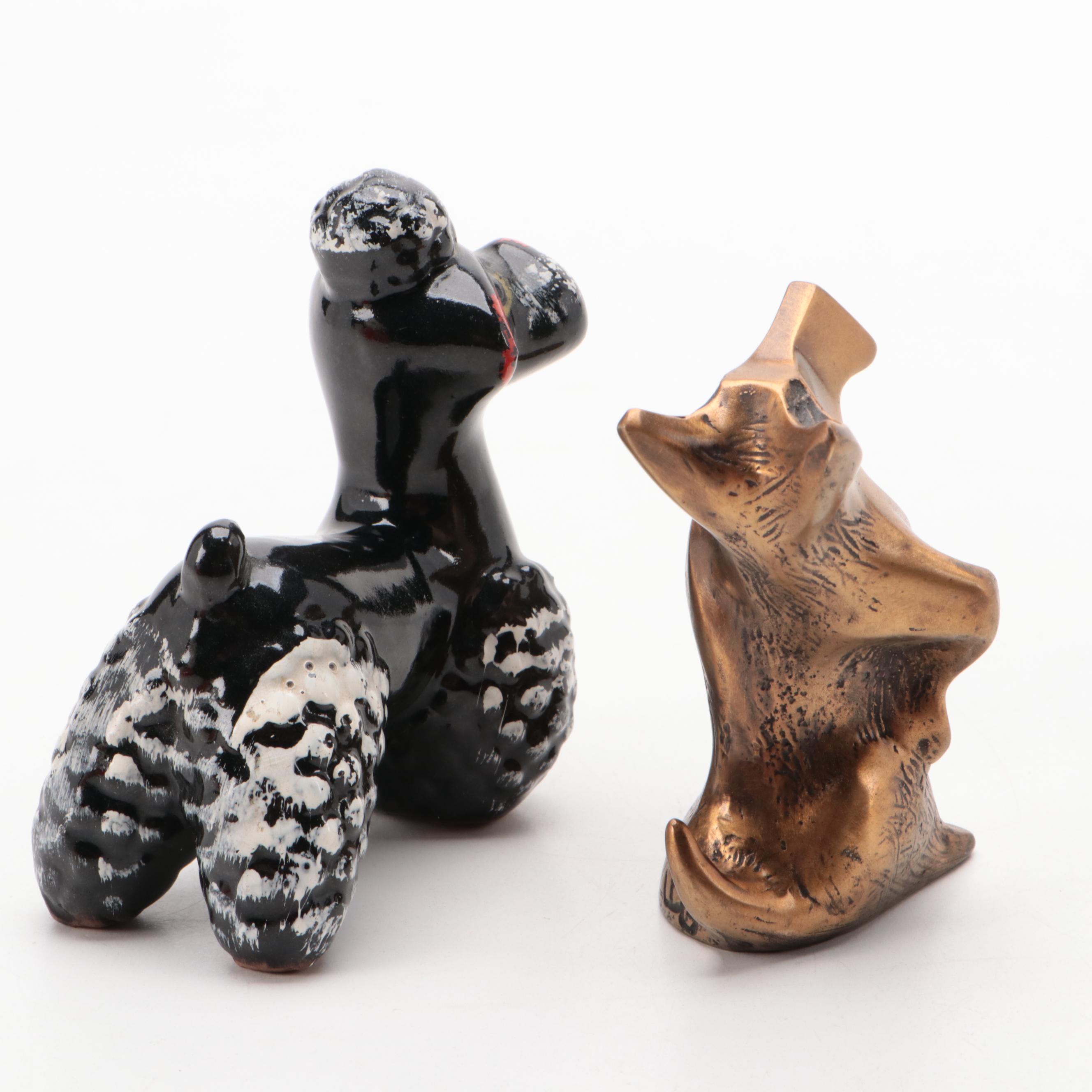 Laurel Peters "Kiss the Paw" Bronze Terrier With Bank and Animal Décor