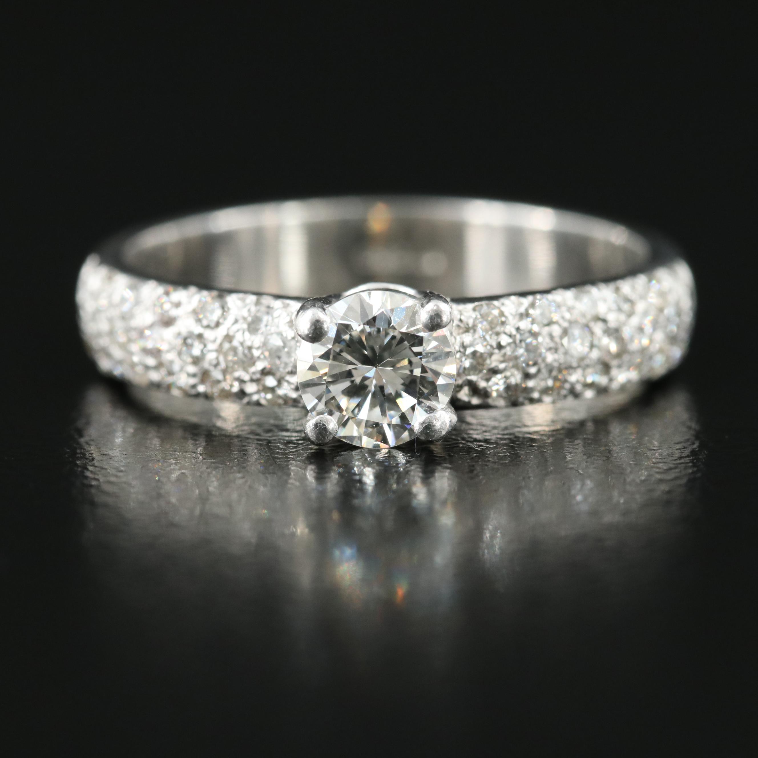 Platinum 1.04 CTW Diamond Ring with Pavé Shoulders