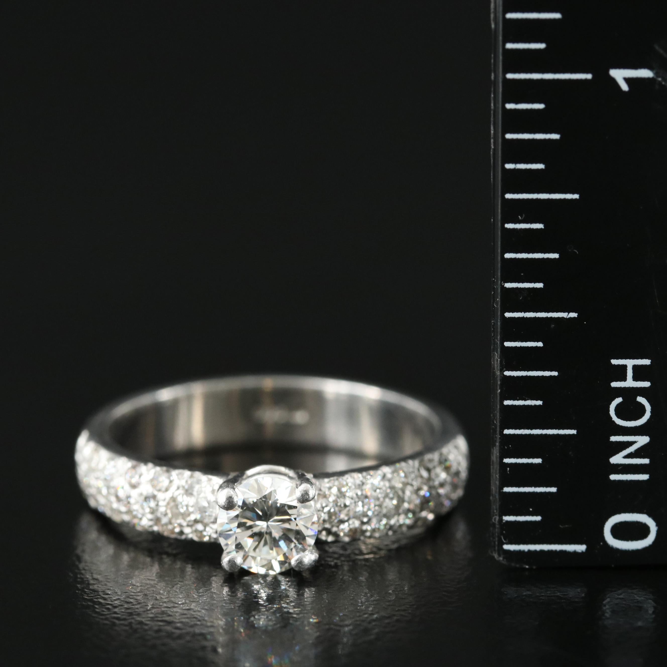 Platinum 1.04 CTW Diamond Ring with Pavé Shoulders
