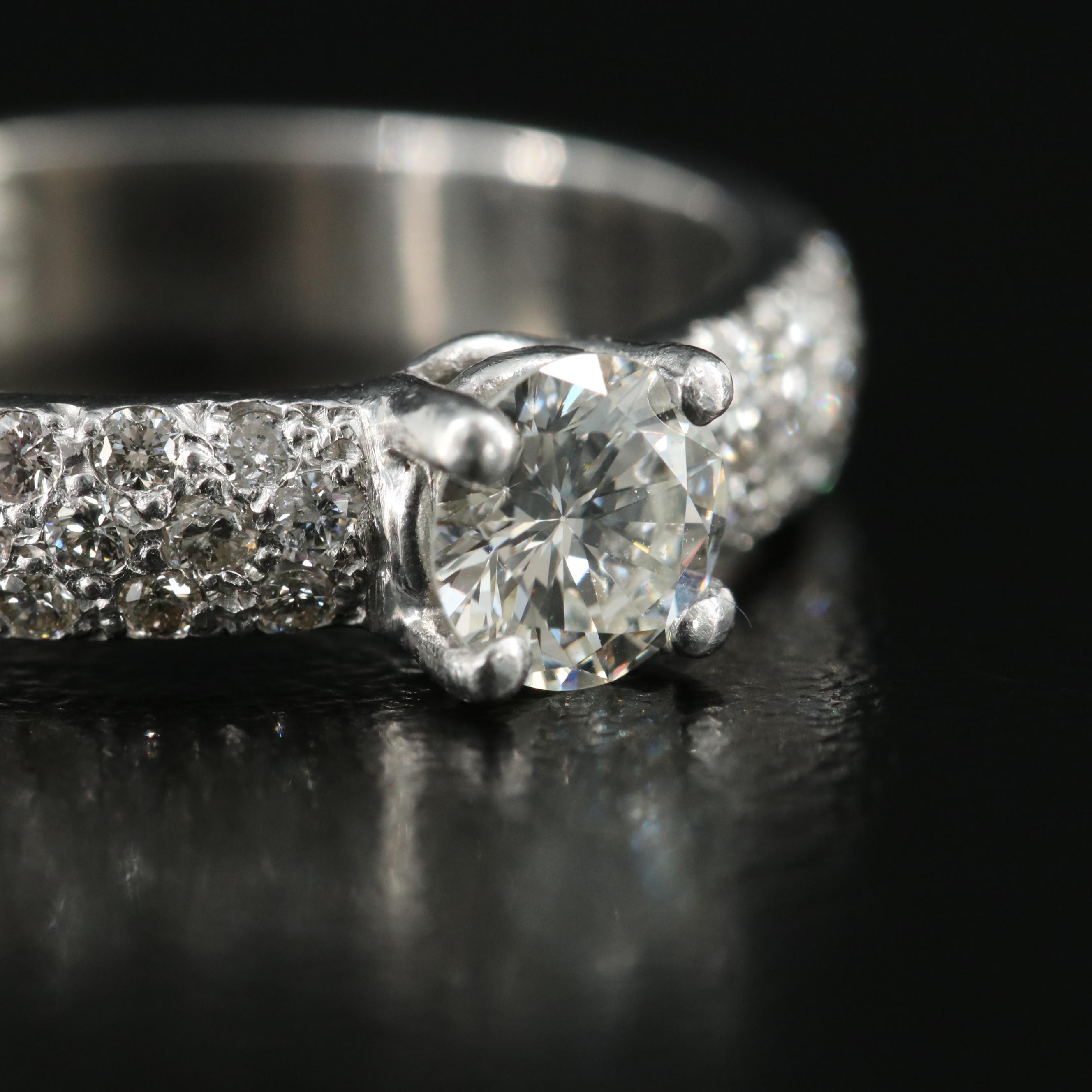 Platinum 1.04 CTW Diamond Ring with Pavé Shoulders
