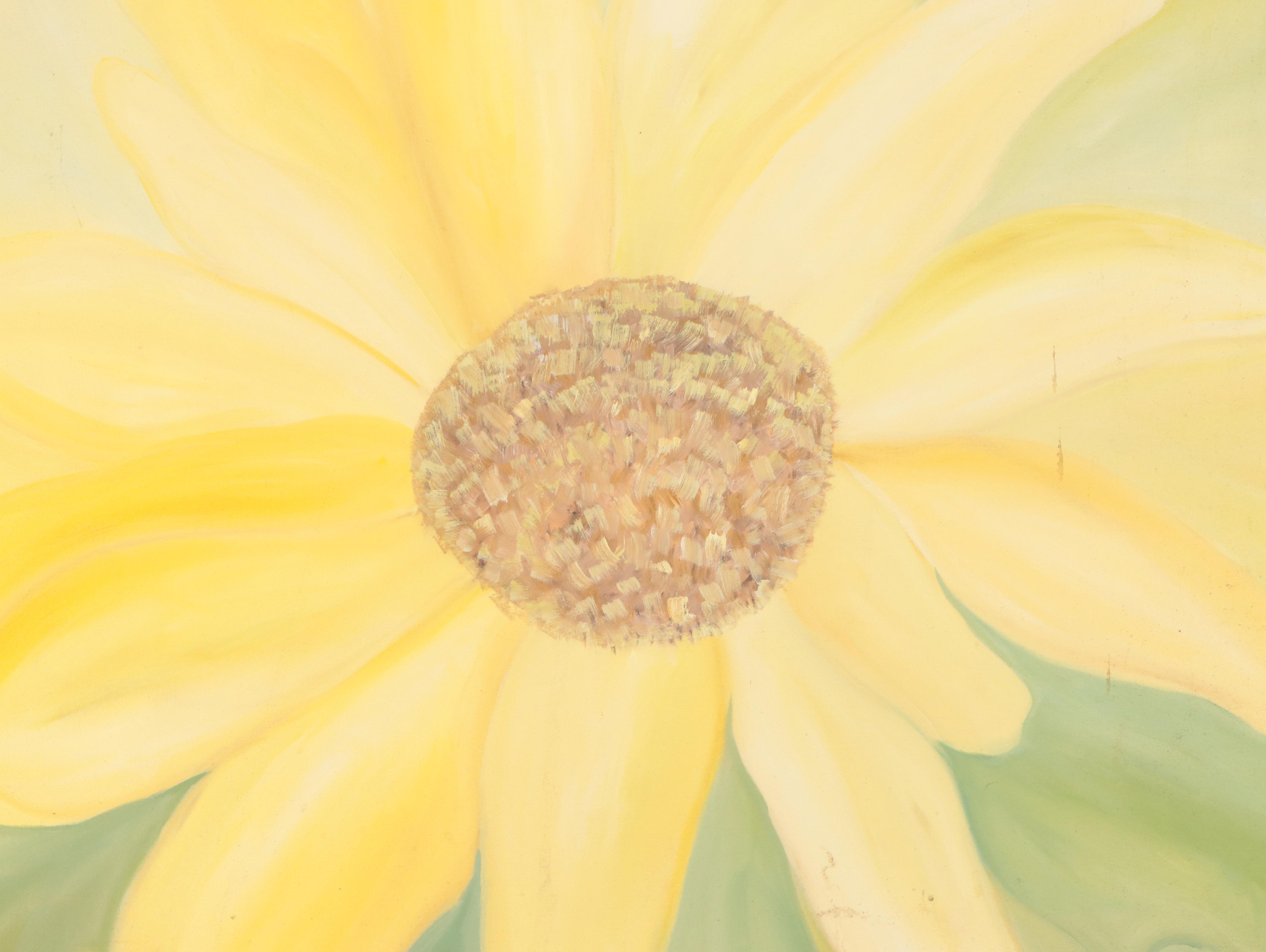 Yellow Flower Oil Painting, Late 20th Century
